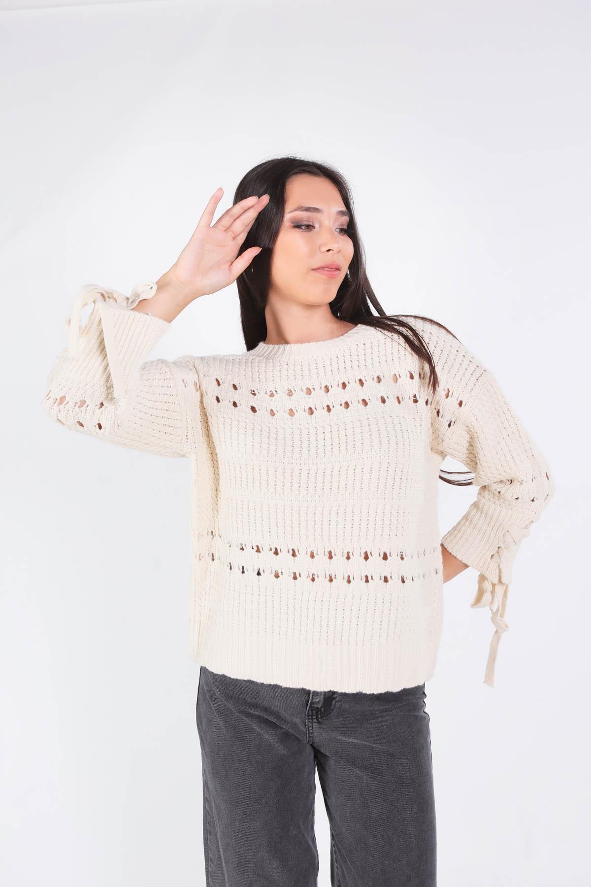 Taş Kol Bağlama Detay Delikli Kazak 7588 - 4