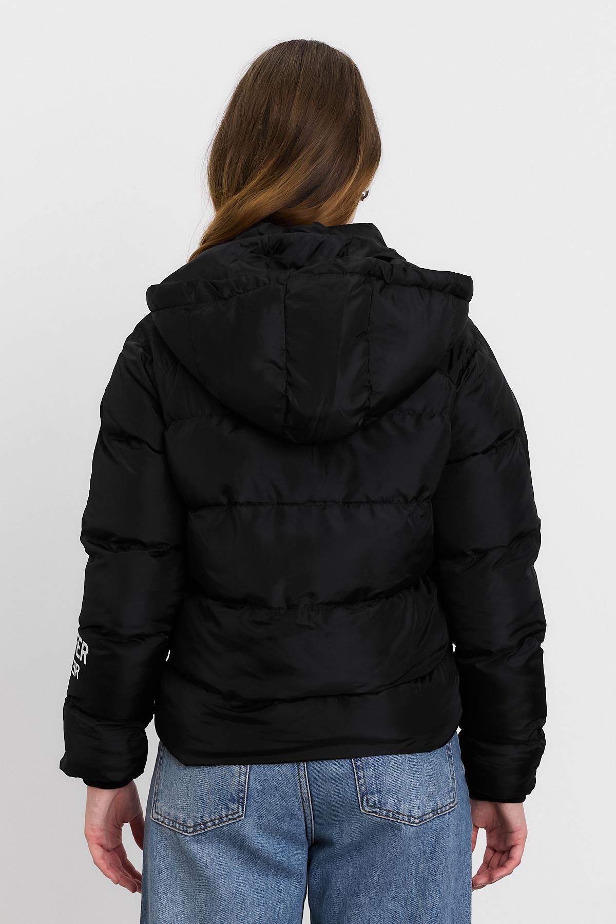 Siyah Kol Puffer Winter Yazı Mont 3020 - 5