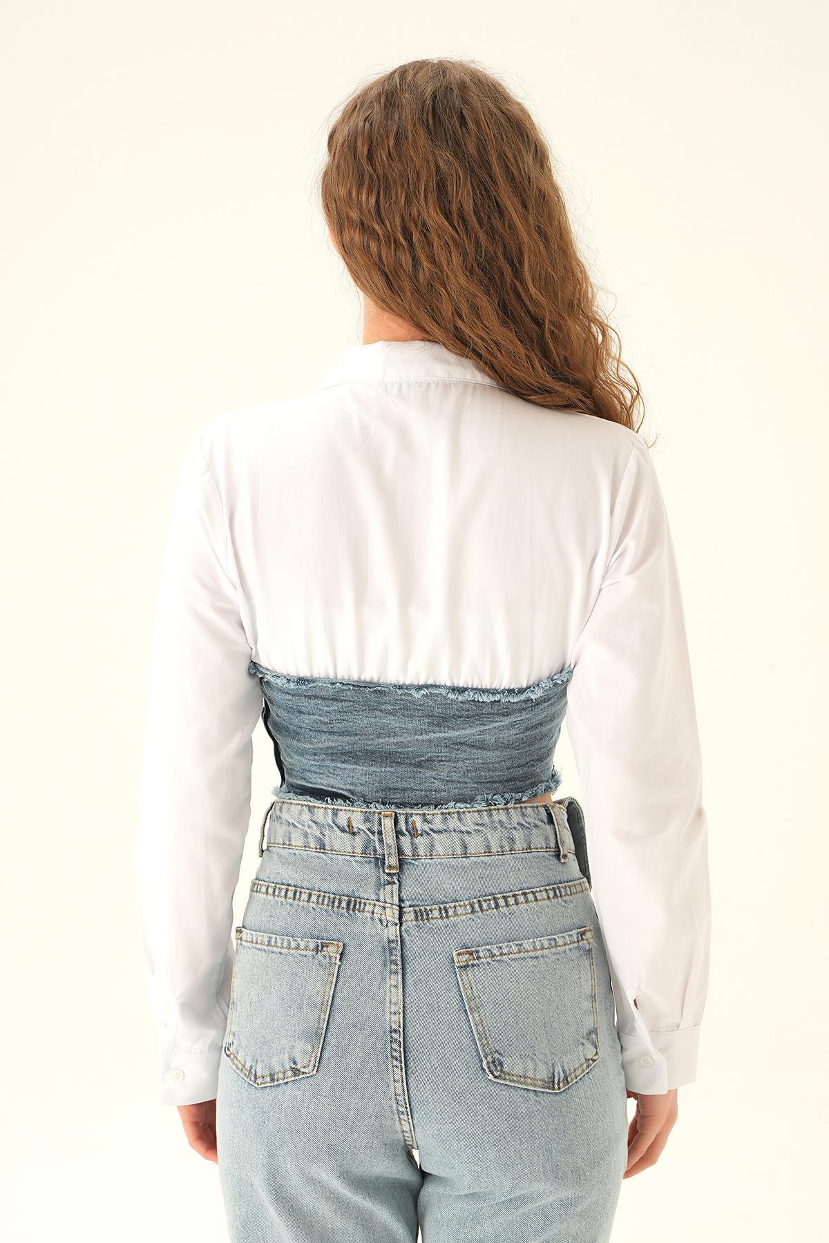 Beyaz Gömlek Detay Bluz 7720 - 3