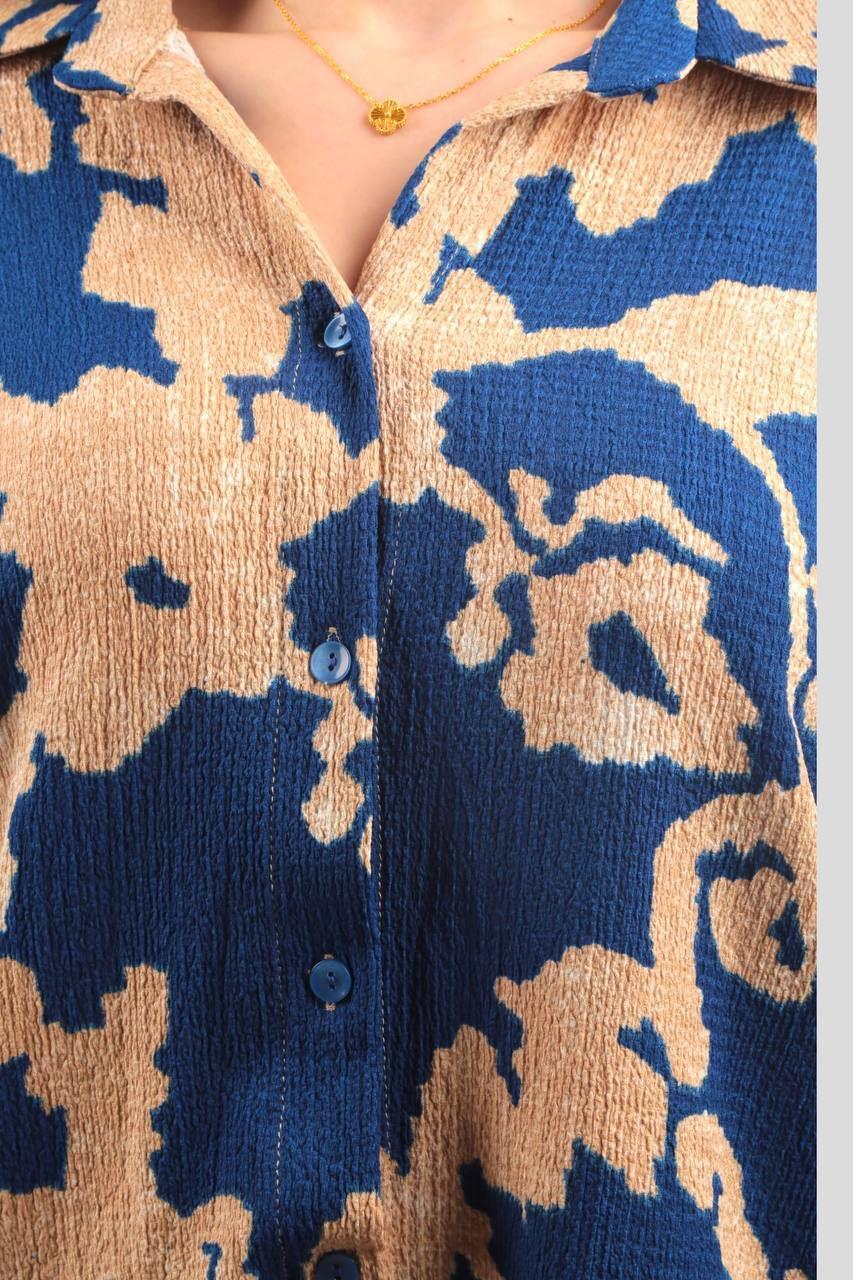 7730 Desenli Gömlek Saks - 4