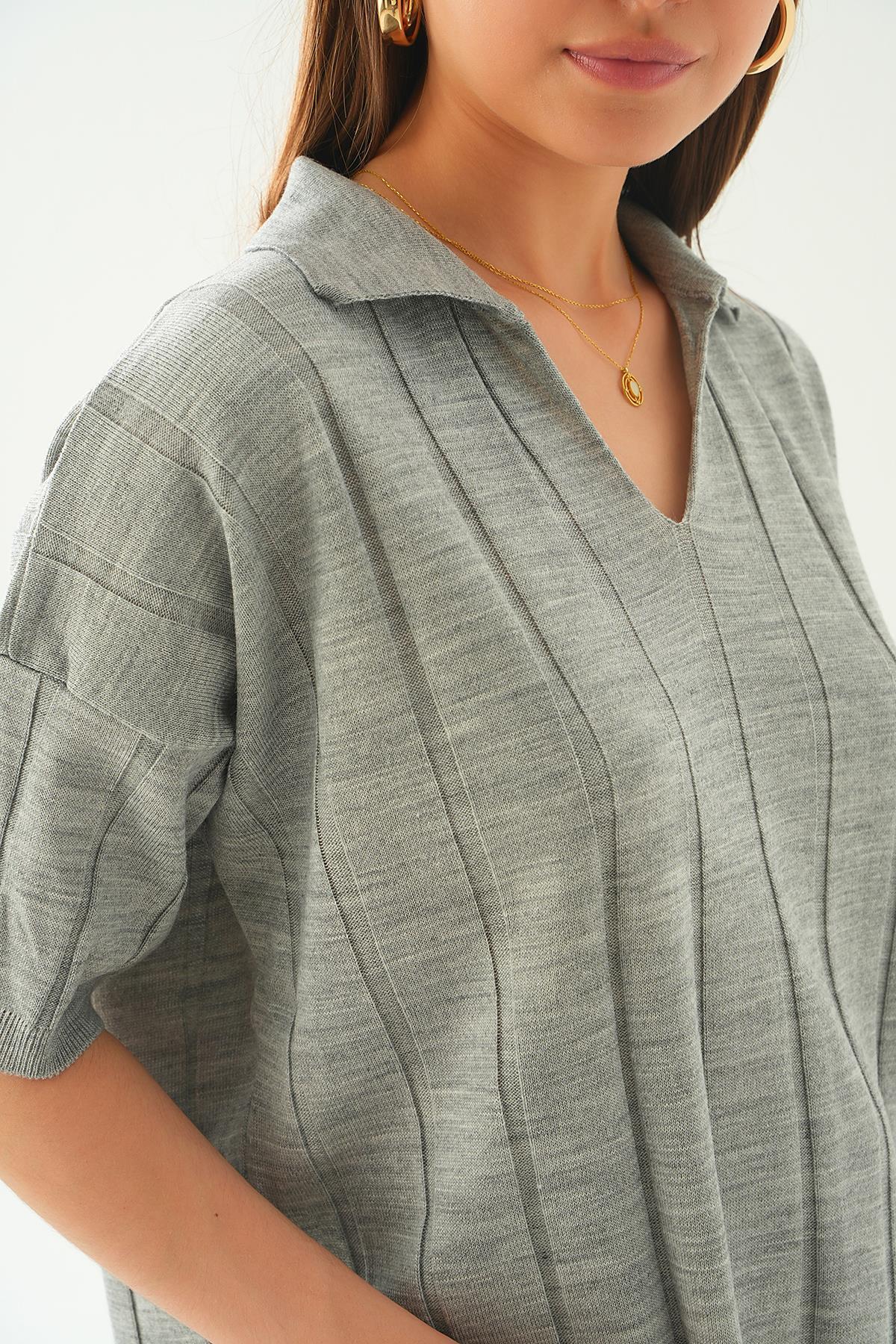 Gri Polo Yaka Pantolon Takım 7743 - 6