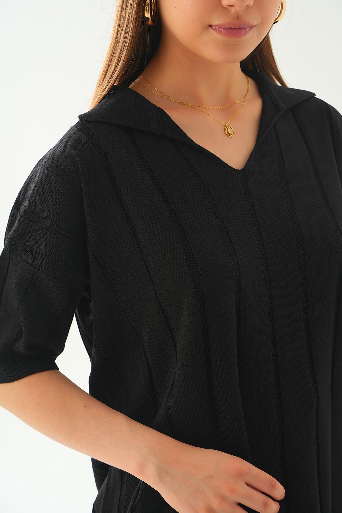 7743 Polo Yaka Pantolon Takım Siyah - 6