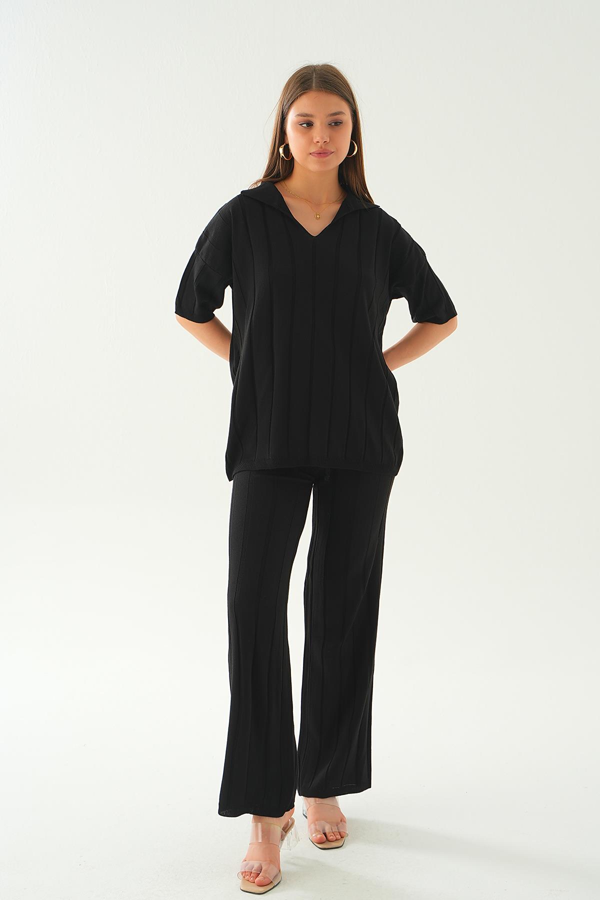 Siyah Polo Yaka Pantolon Takım 7743 - 2