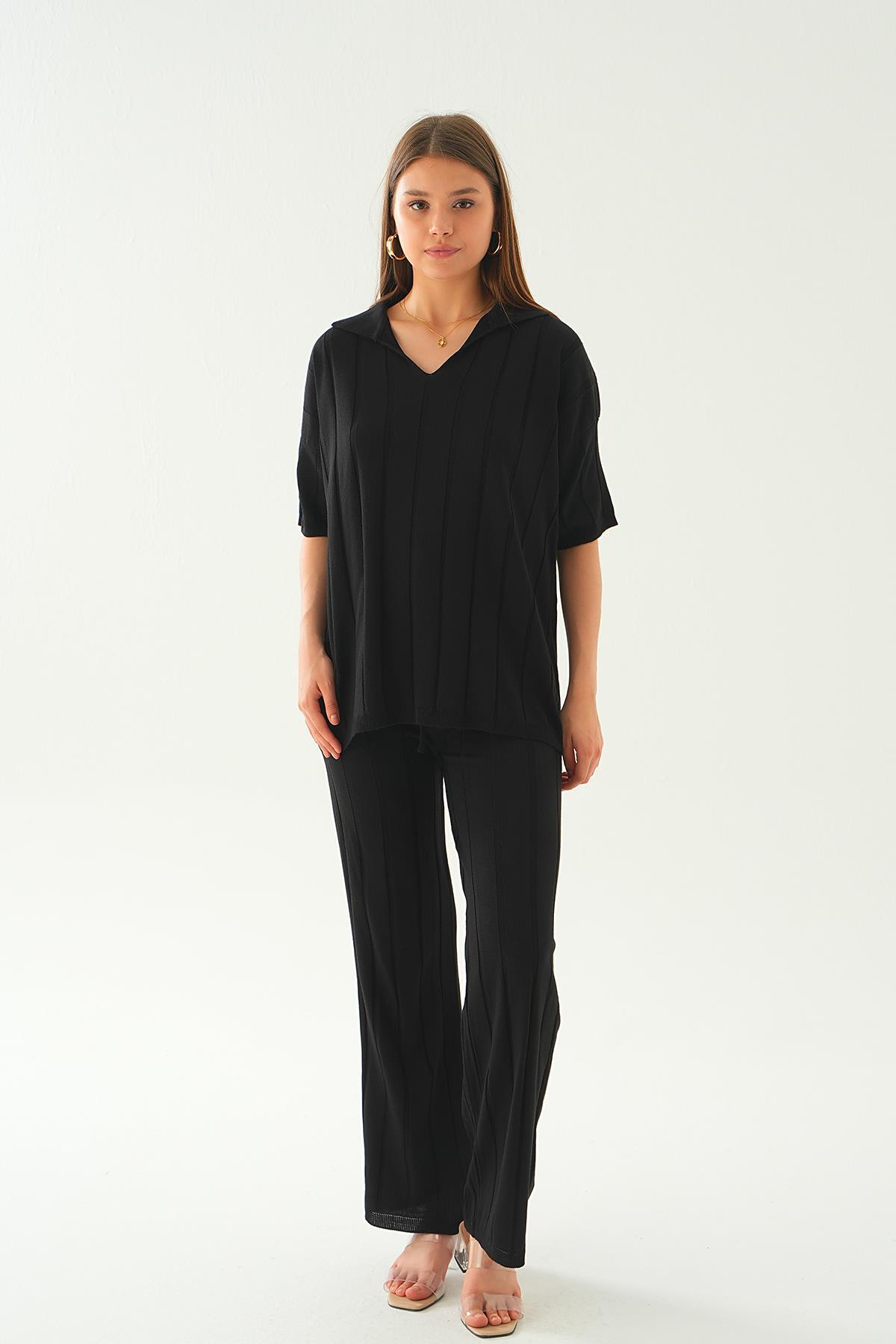 Siyah Polo Yaka Pantolon Takım 7743 - 3