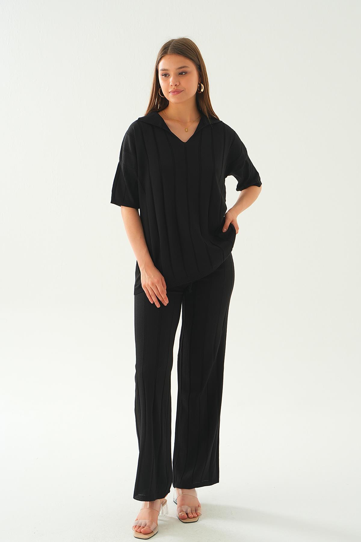 Siyah Polo Yaka Pantolon Takım 7743 - 4