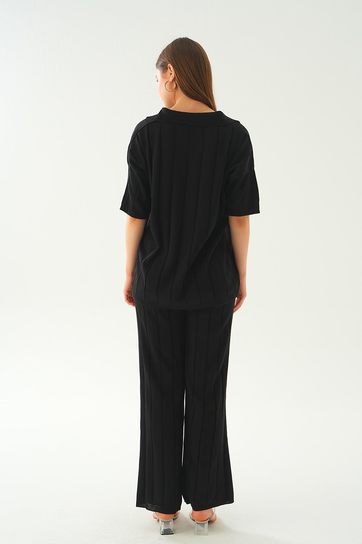 Siyah Polo Yaka Pantolon Takım 7743 - 5