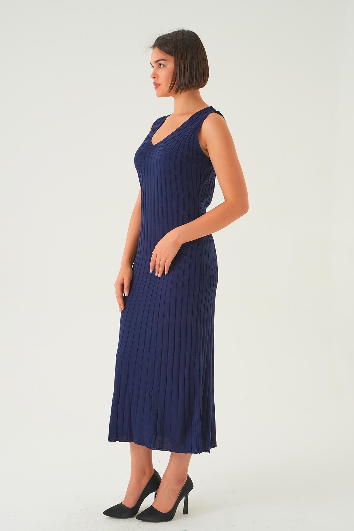 77437 Askılı V Yaka Triko Elbise Laci - 3