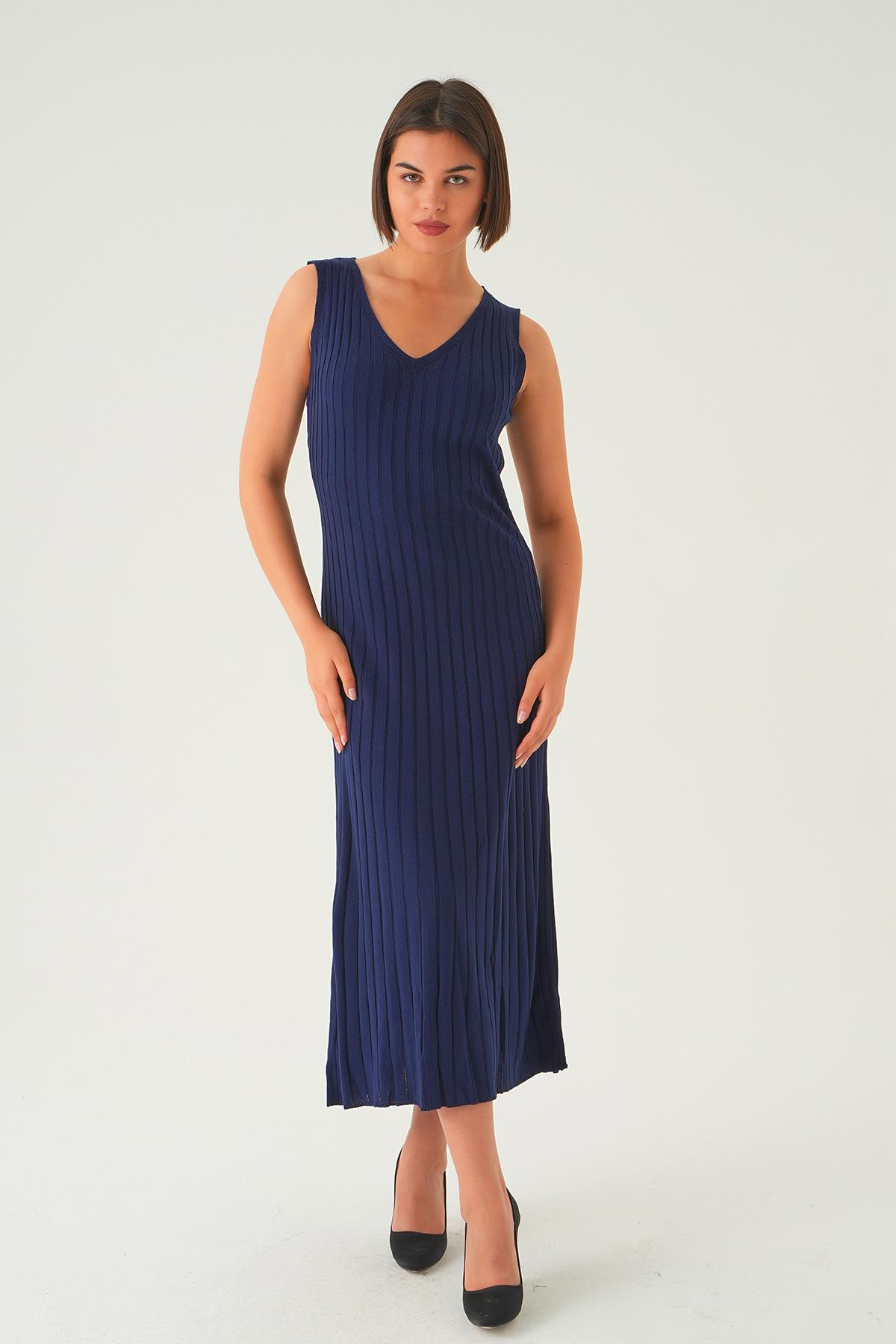 Laci Askılı V Yaka Triko Elbise 77437 - 6