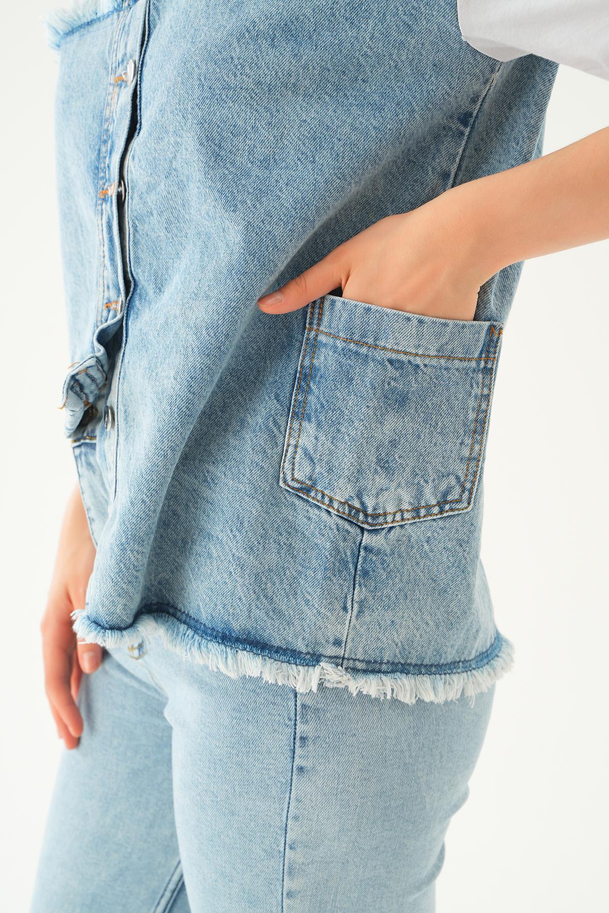 Beyaz Kot Detay Tişört 7752 - 6