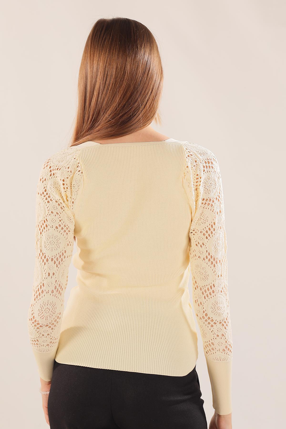 Bej Kol Dantel Detay Kazak 7777 - 7