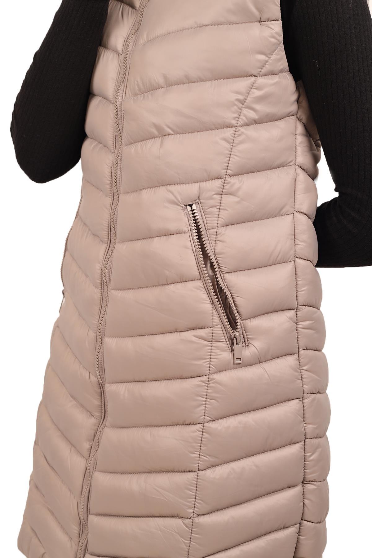 Vizon Kapüşonlu Uzun Şişme Yelek 8000 - 4