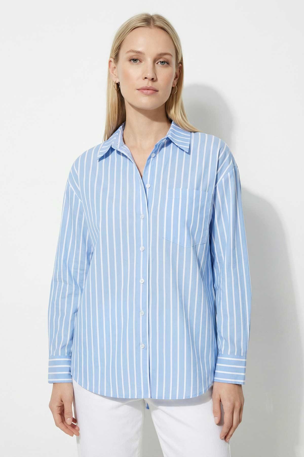 8005 Çizgili Gömlek Mavi - RAYS