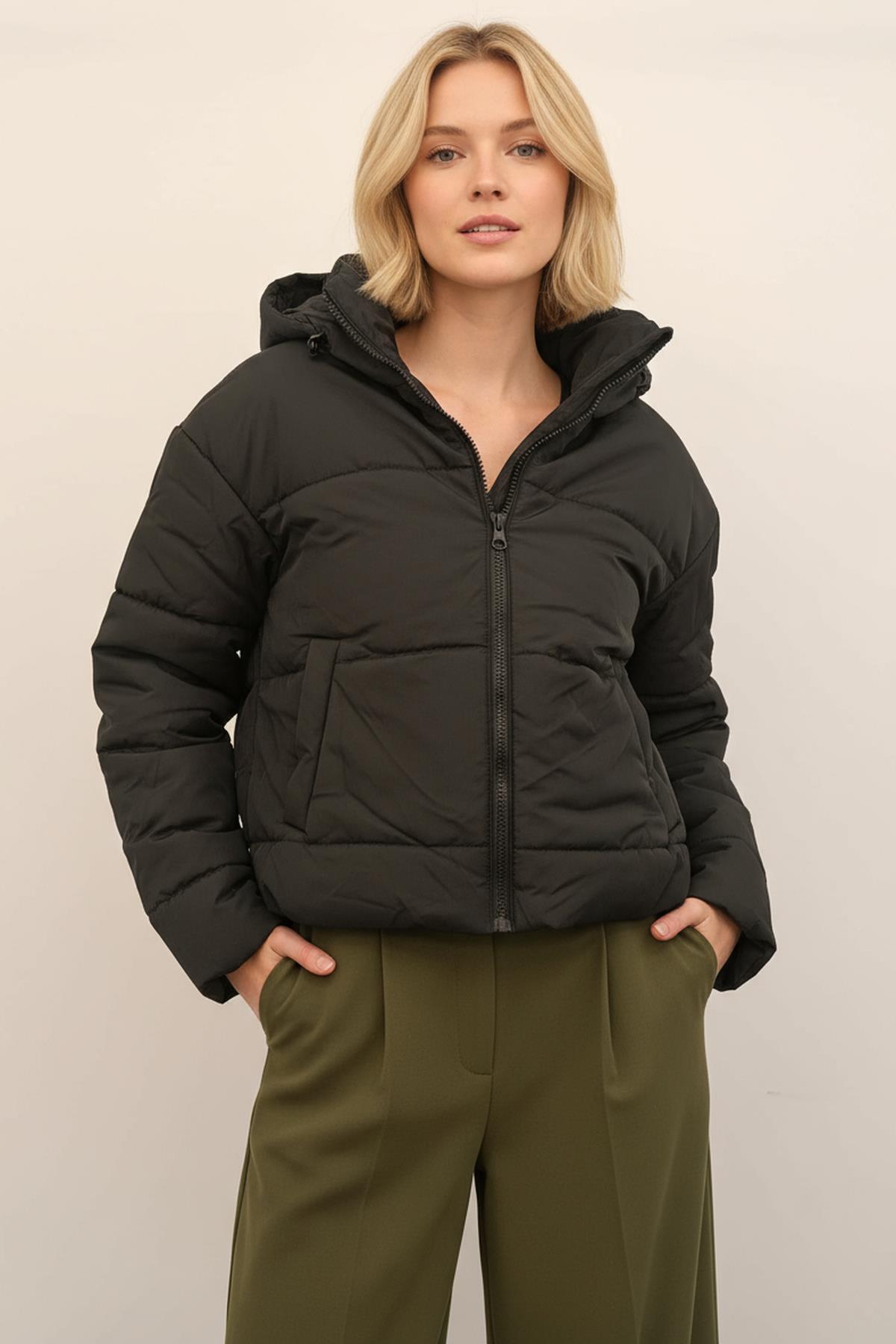 8010 Kapüşonlu Cepli Mont Siyah - RAYS