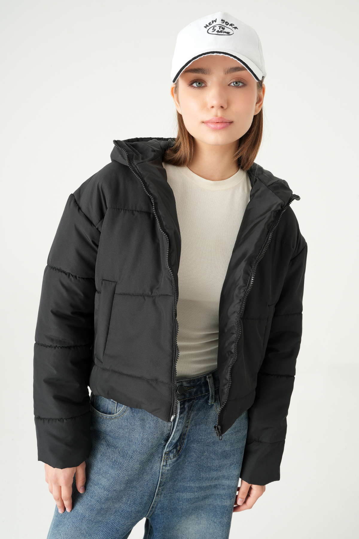 8010 Kapüşonlu Cepli Mont Siyah - RAYS