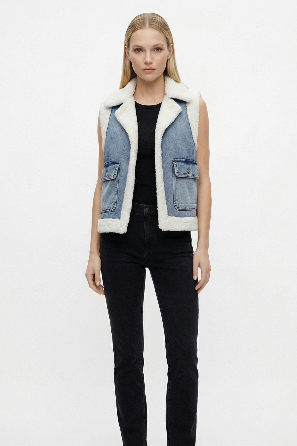 Buzkar Peluş Detay Cepli Yelek 8078 - RAYS