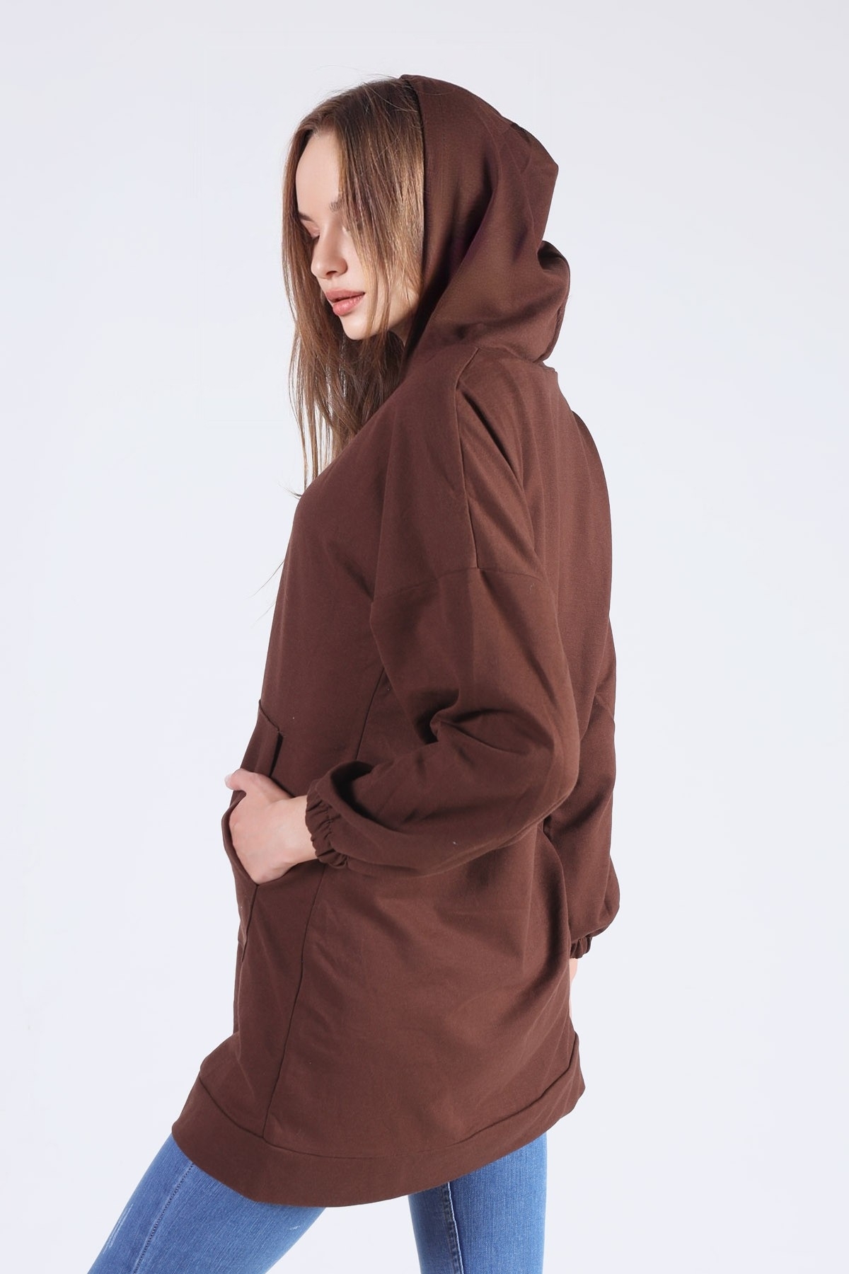 Acı Kahve Kanguru Cep Fermuarlı Sweat 808 - 4