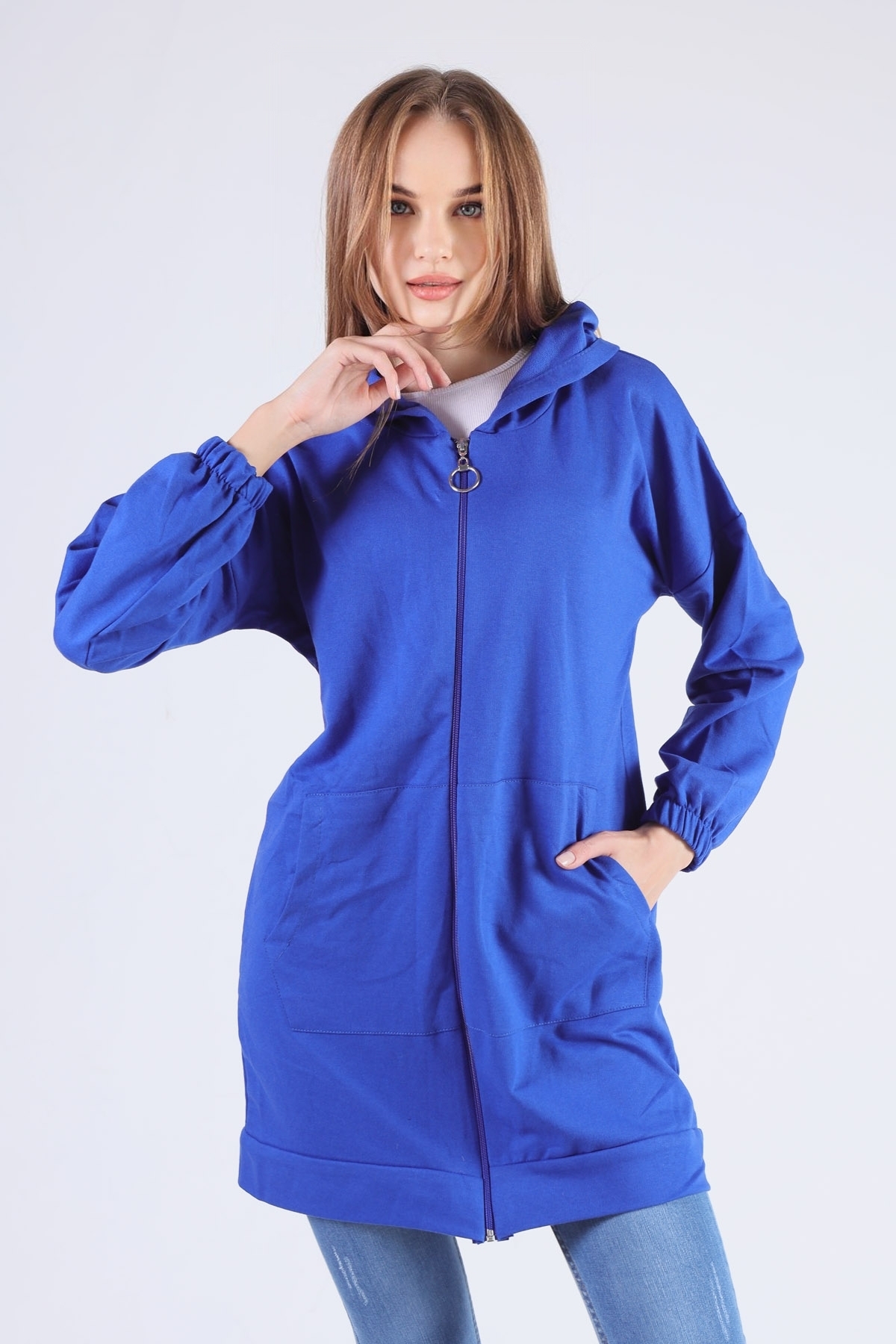 Saks Kanguru Cep Fermuarlı Sweat 808 - 2