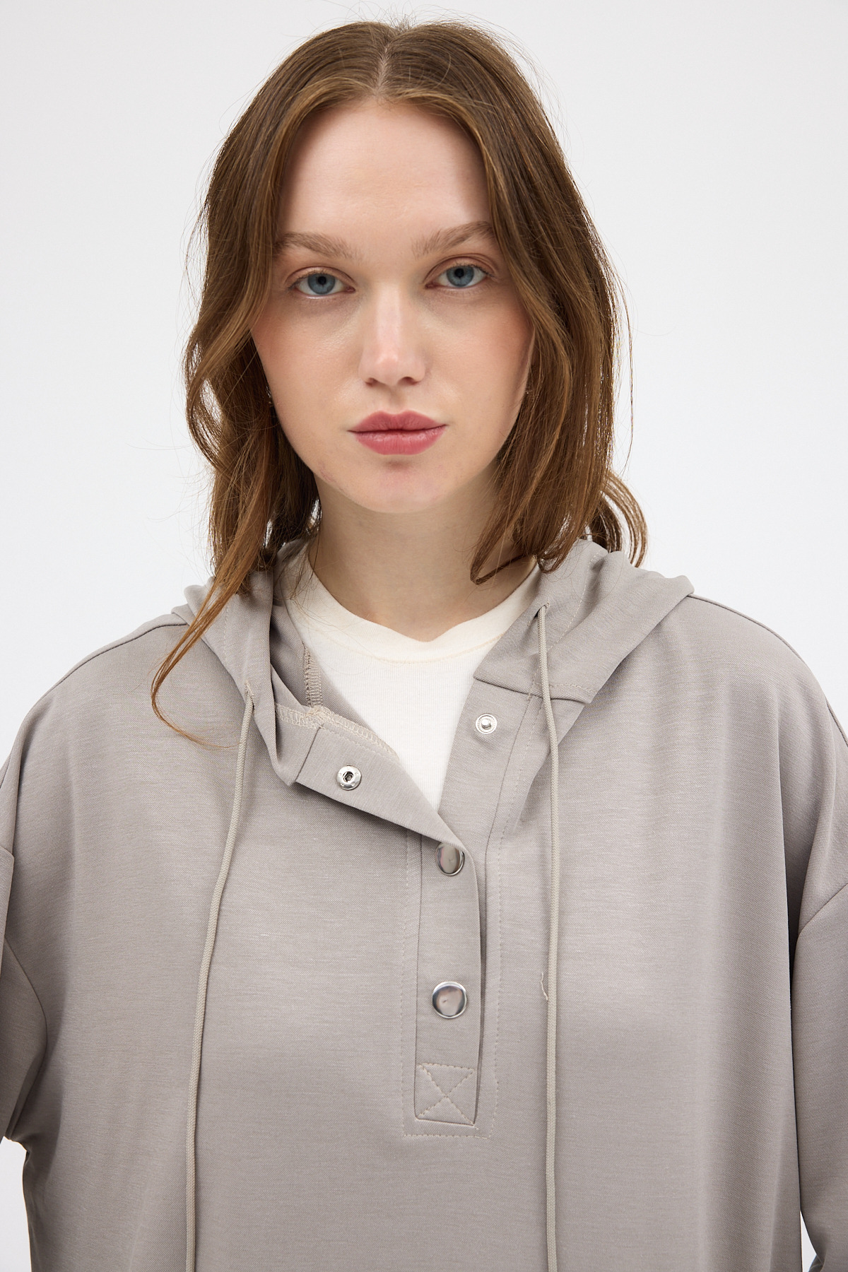 Gri Cepli Kapüşonlu Tunik Pantolon Takımı 8105A - RAYS