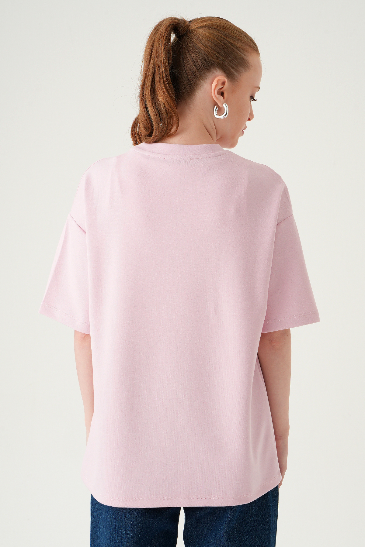 Yazı Nakışlı Tişört 8106 Pembe - 5
