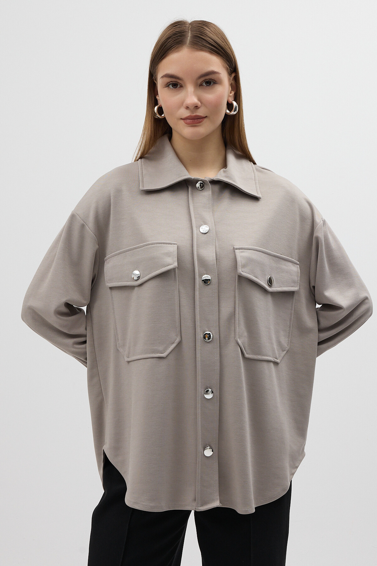 8108A Büyük Cepli Gömlek Gri - RAYS (1)