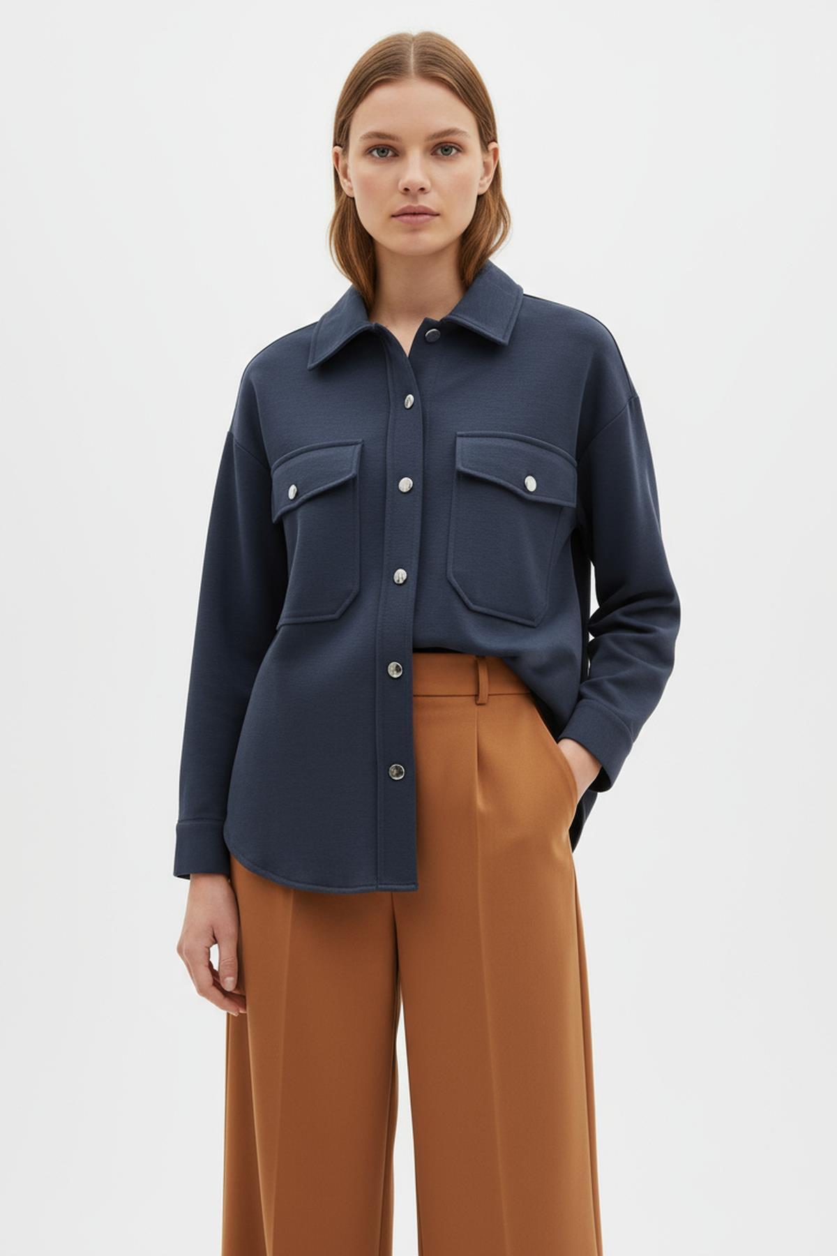 8108A Büyük Cepli Gömlek İndigo - 1