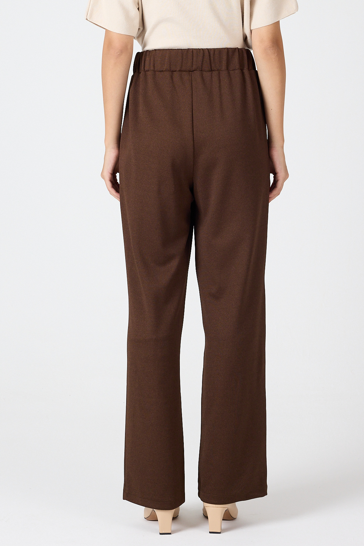 Kahve Gold Düğme Detaylı Bol Paça Kadın Pantolon 8111A - 5