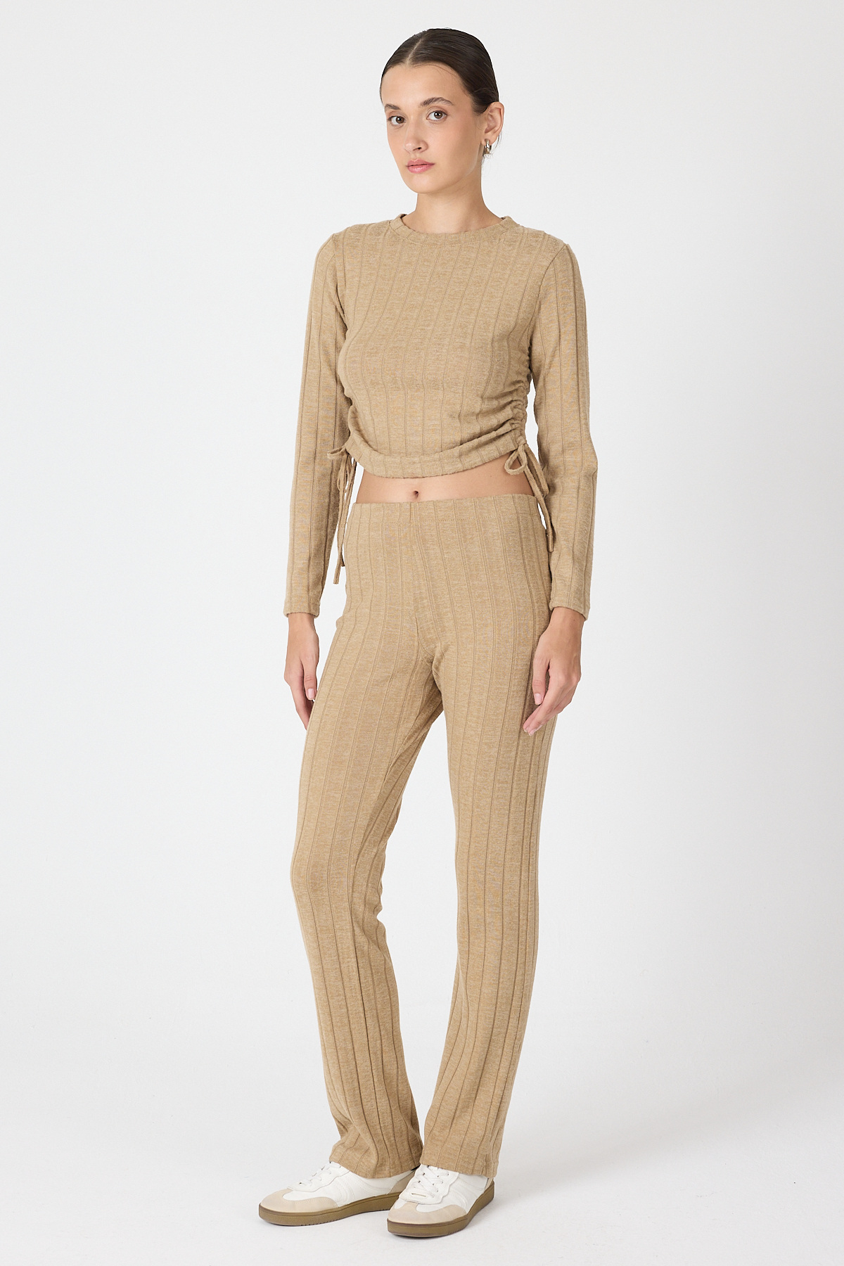 Vizon Fitilli Crop Bluz Pantolon İkili Takımı 8114A - 3