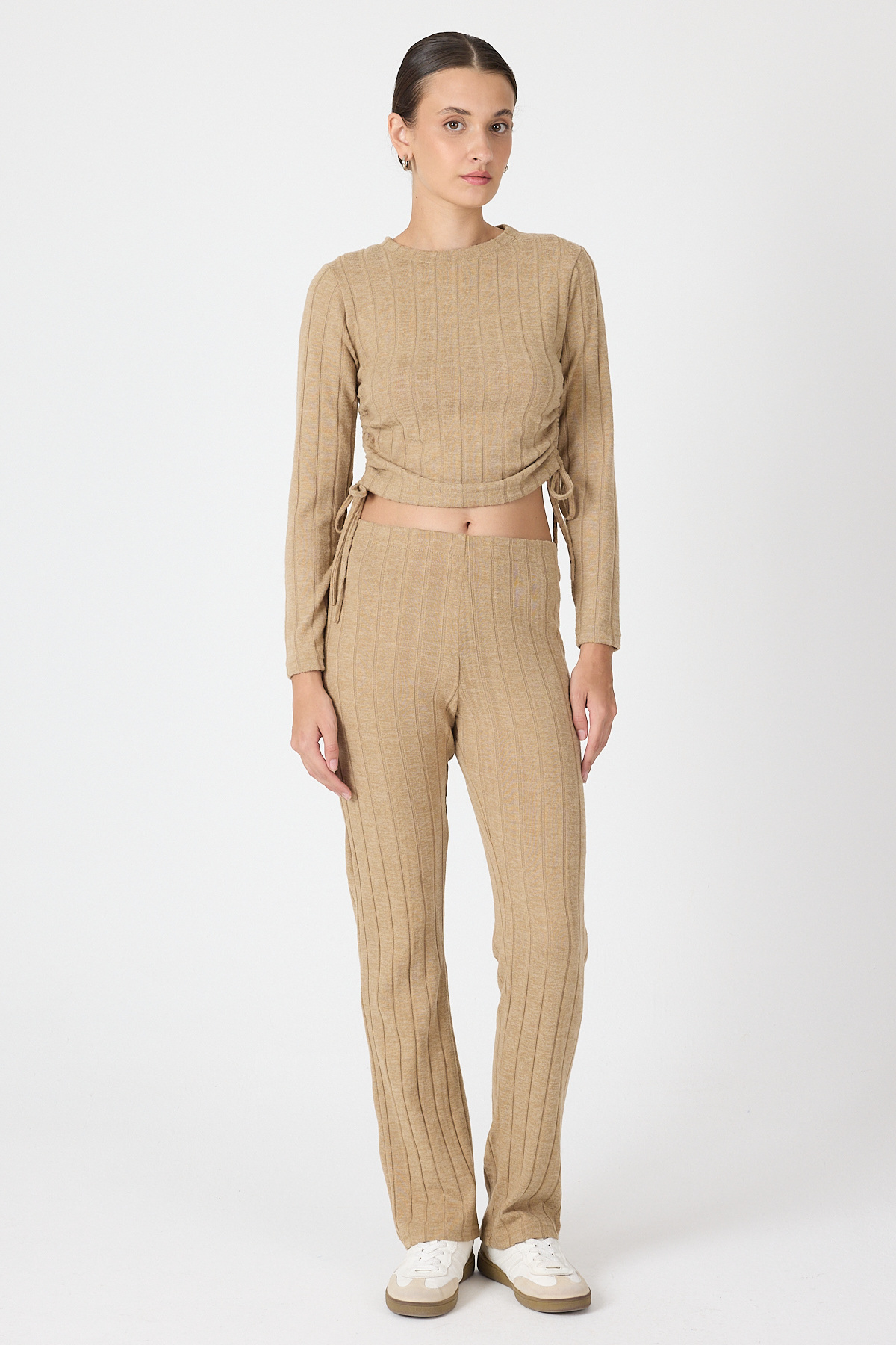 Vizon Fitilli Crop Bluz Pantolon İkili Takımı 8114A - 2