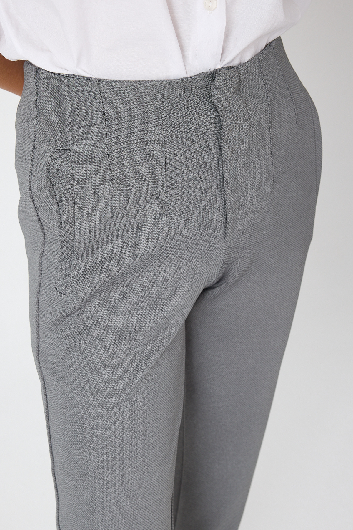 Antrasit Yüksek Bel Pens Detaylı Kadın Pantolon 8122A - RAYS