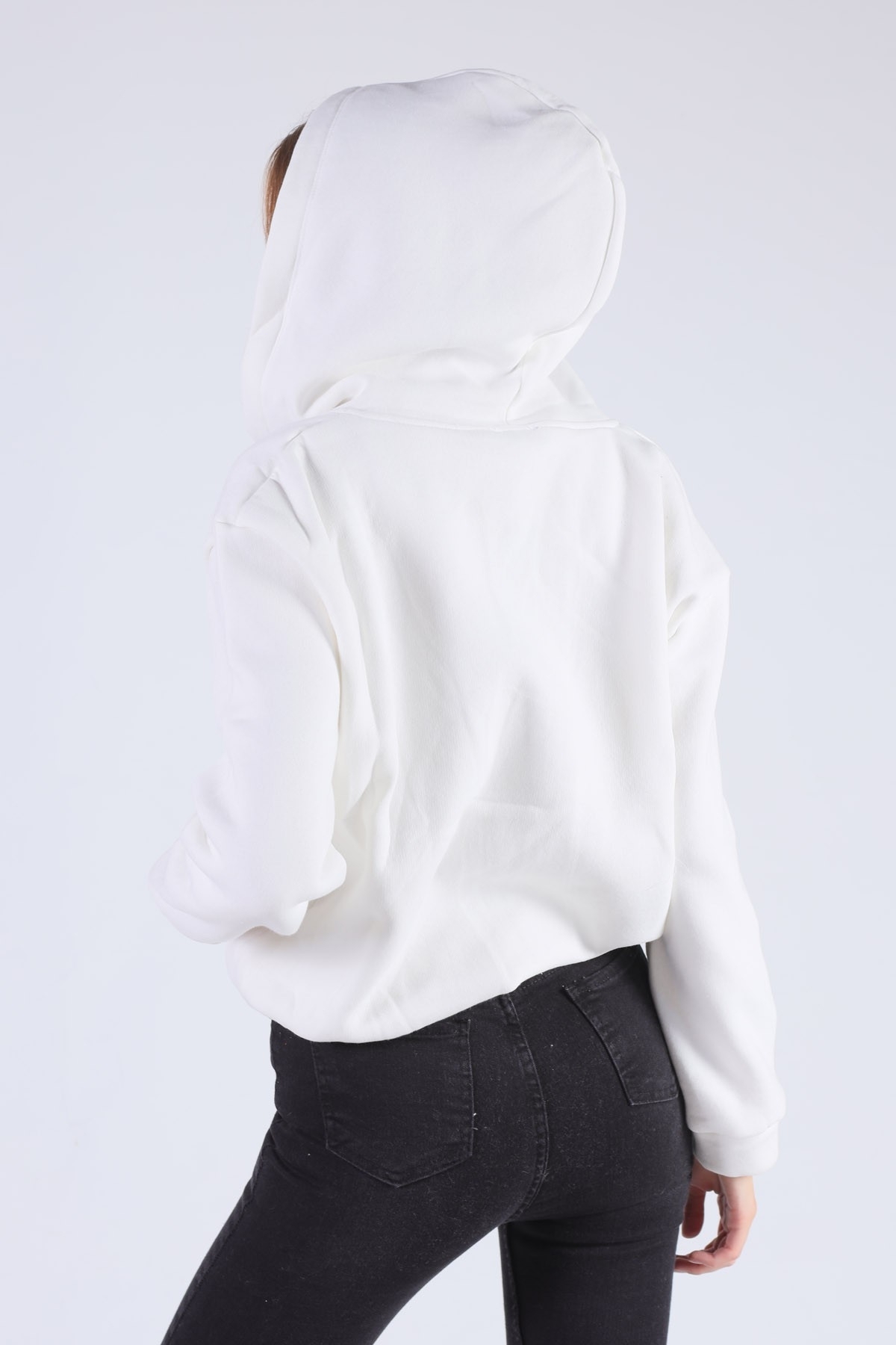 Ekru Oversize Fermuarlı Sweat 8125M - 3