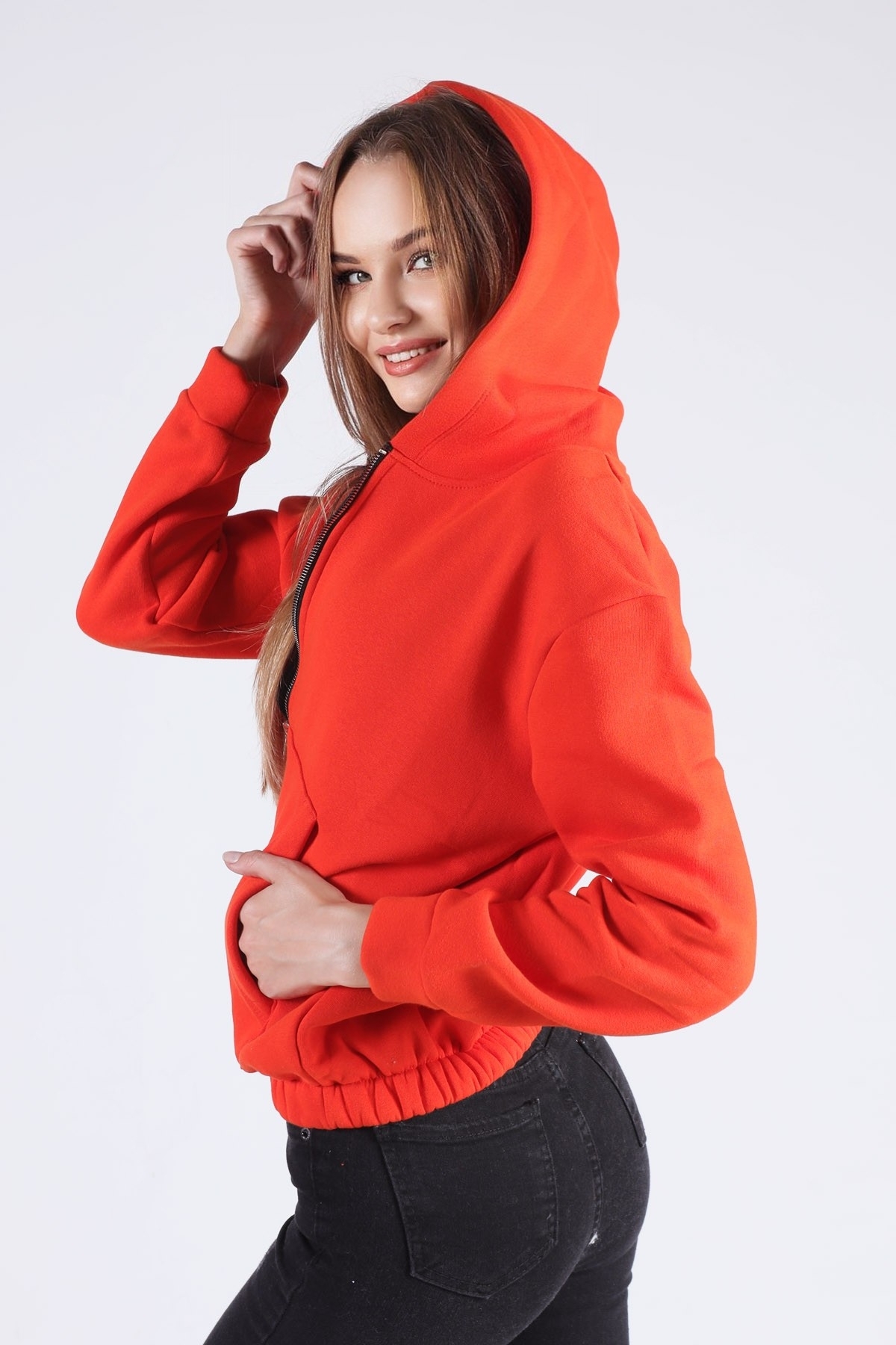 Orange Oversize Fermuarlı Sweat 8125M - 2