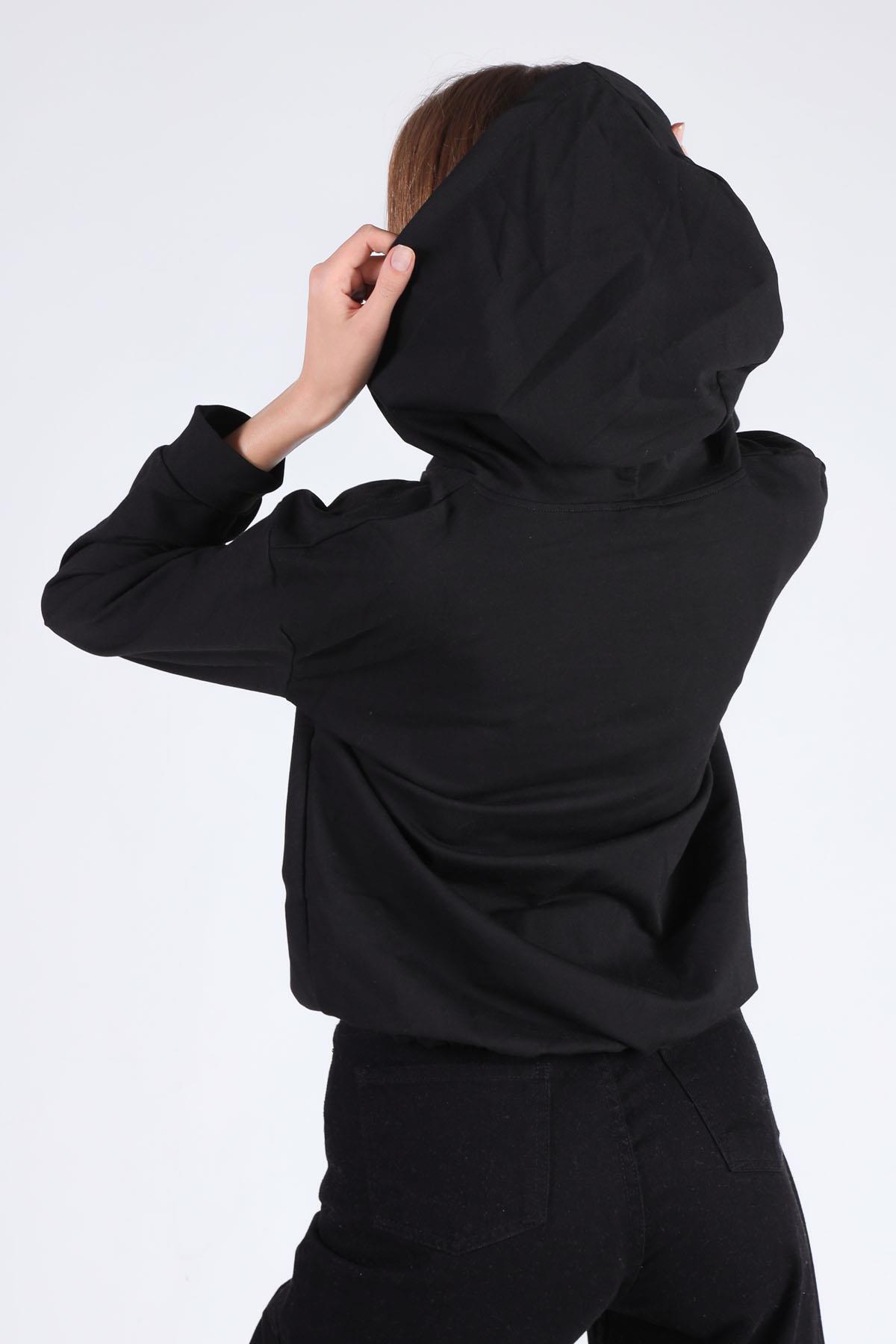 Siyah Oversize Fermuarlı Sweat 8126M - 5