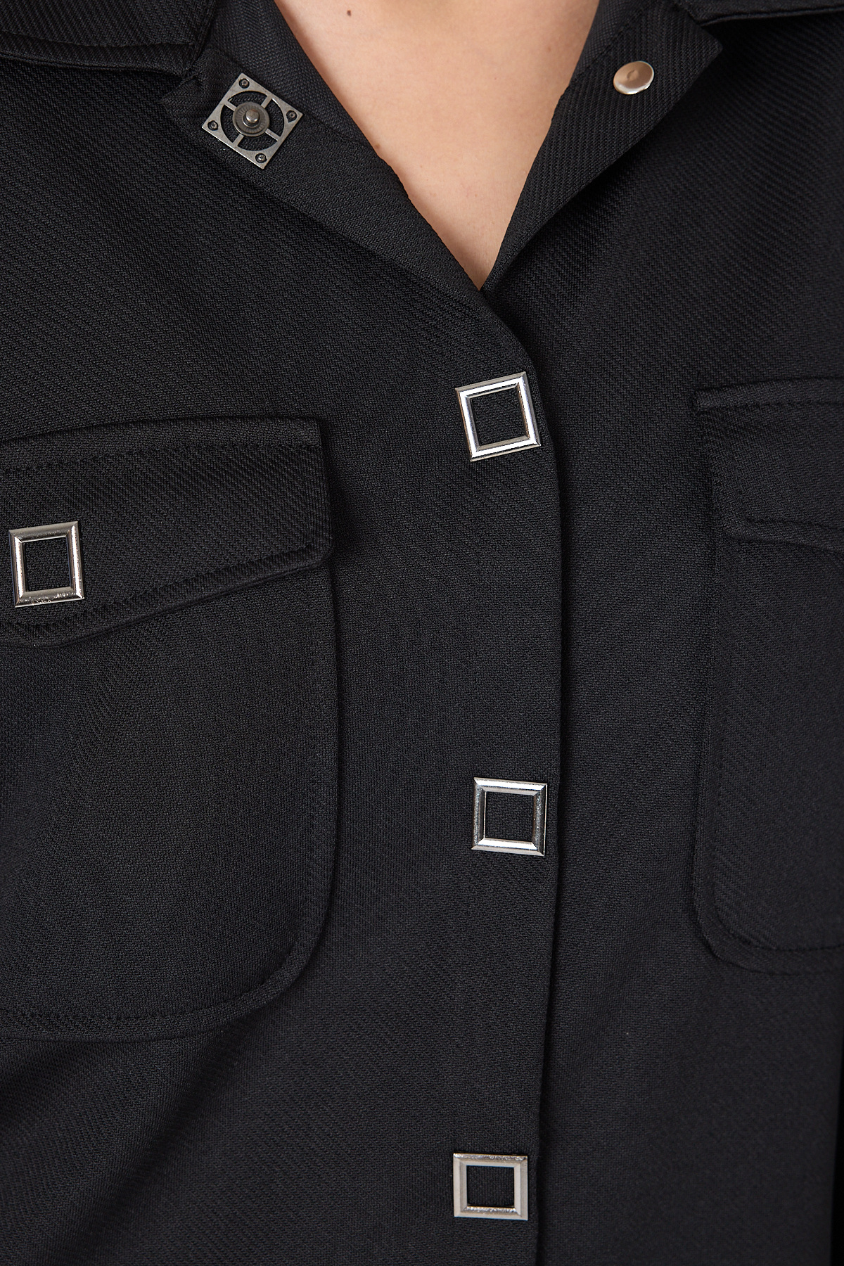 Siyah Oversize Cepli Kadın Gömlek Ceket 8130A - RAYS