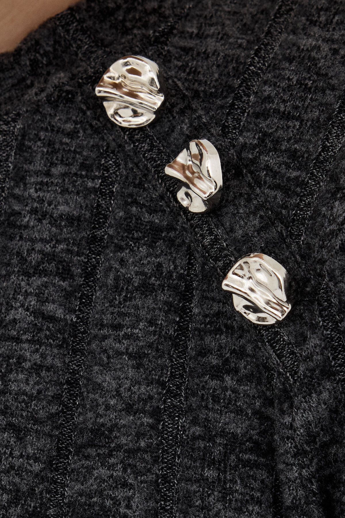 Siyah Düğme Detaylı Çizgili Triko Tunik 8132A - RAYS