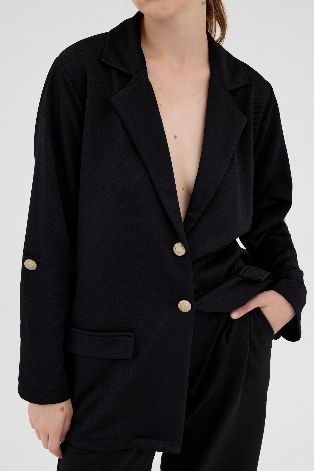 Siyah Kadın Ceket ve Pantolon Takımı 8134A - RAYS