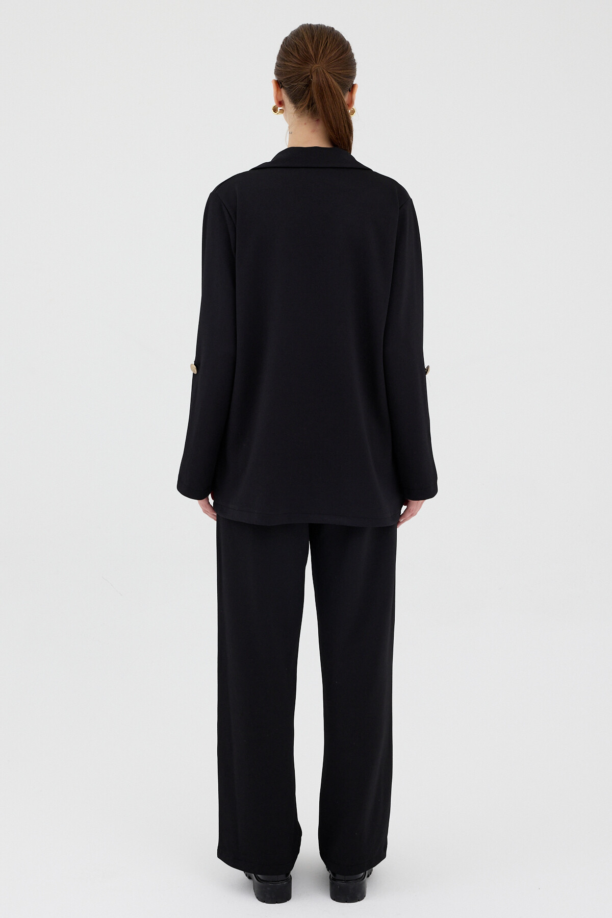 Siyah Kadın Ceket ve Pantolon Takımı 8134A - 5