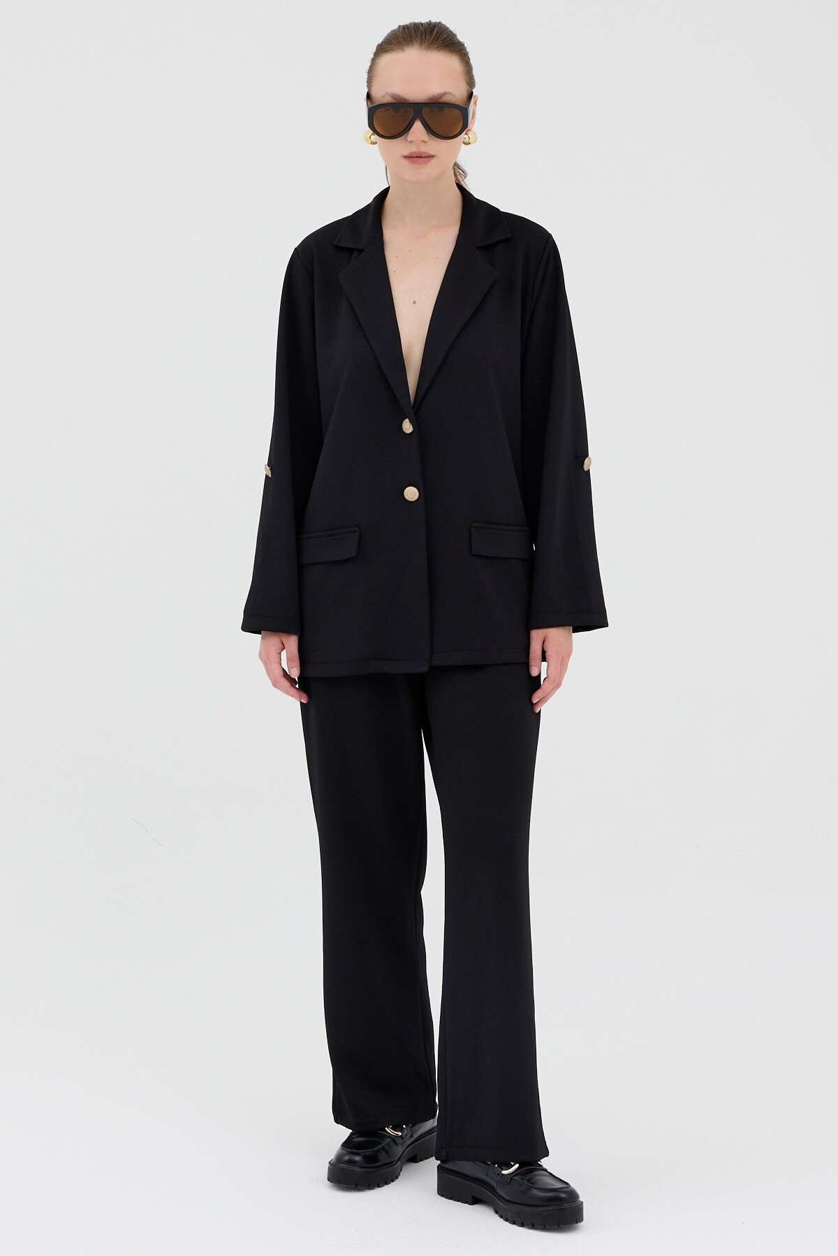 Siyah Kadın Ceket ve Pantolon Takımı 8134A - 1