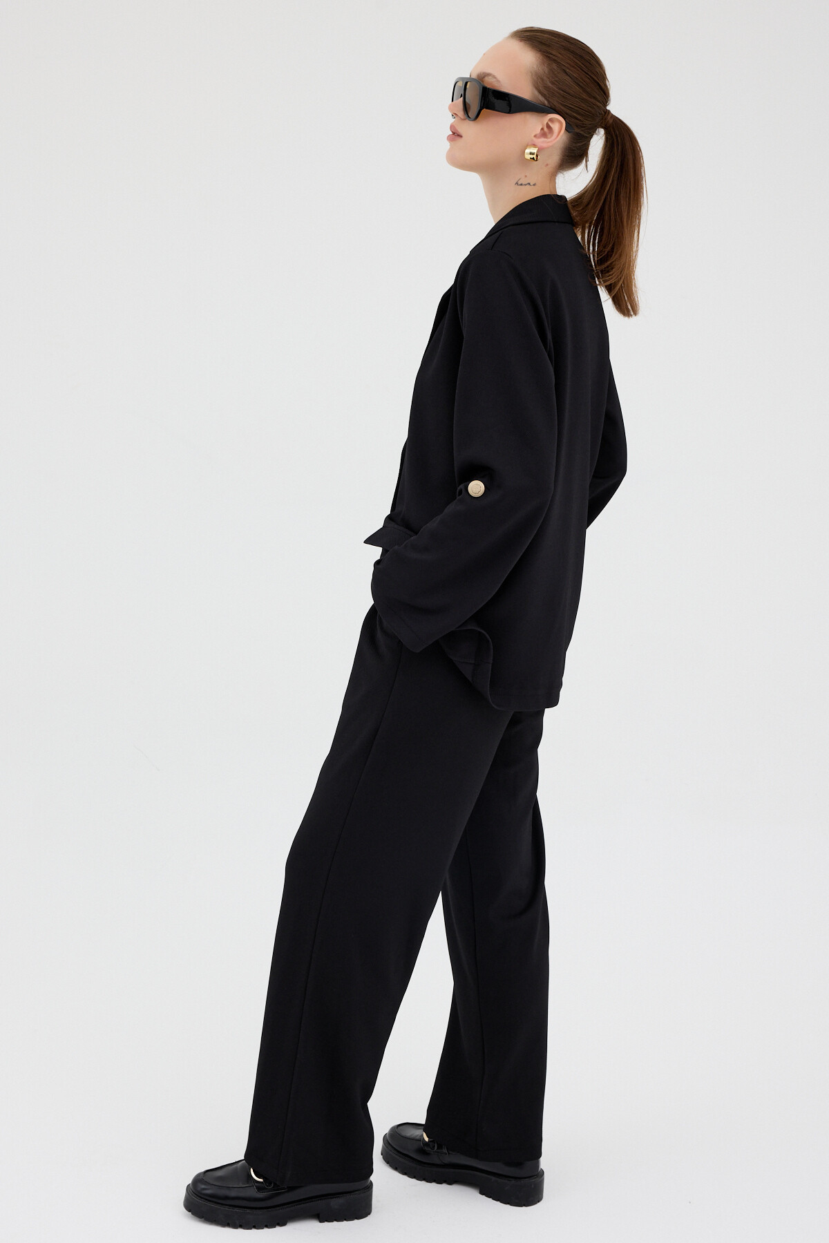 Siyah Kadın Ceket ve Pantolon Takımı 8134A - 3