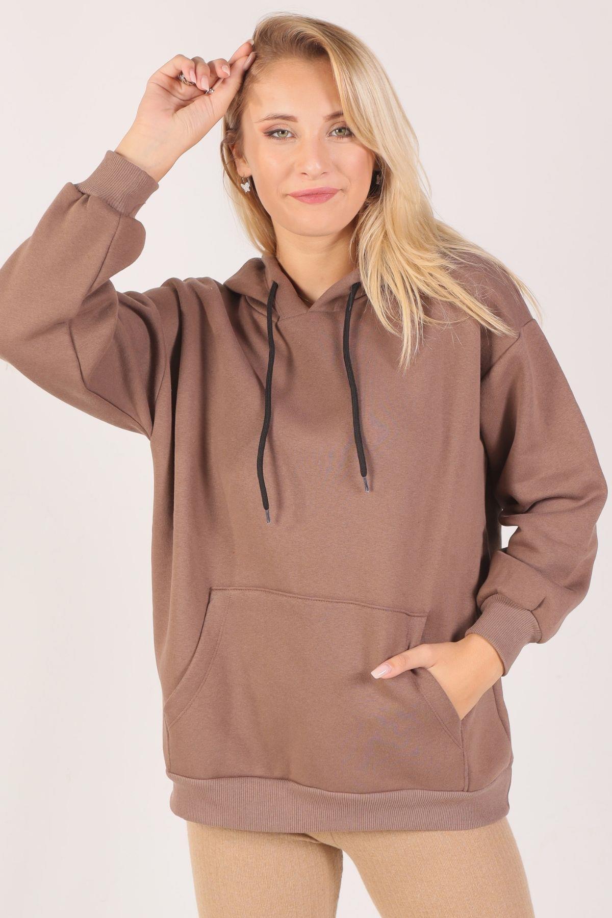 8135M Oversize Bağcıklı Sweat Acı Kahve - 3
