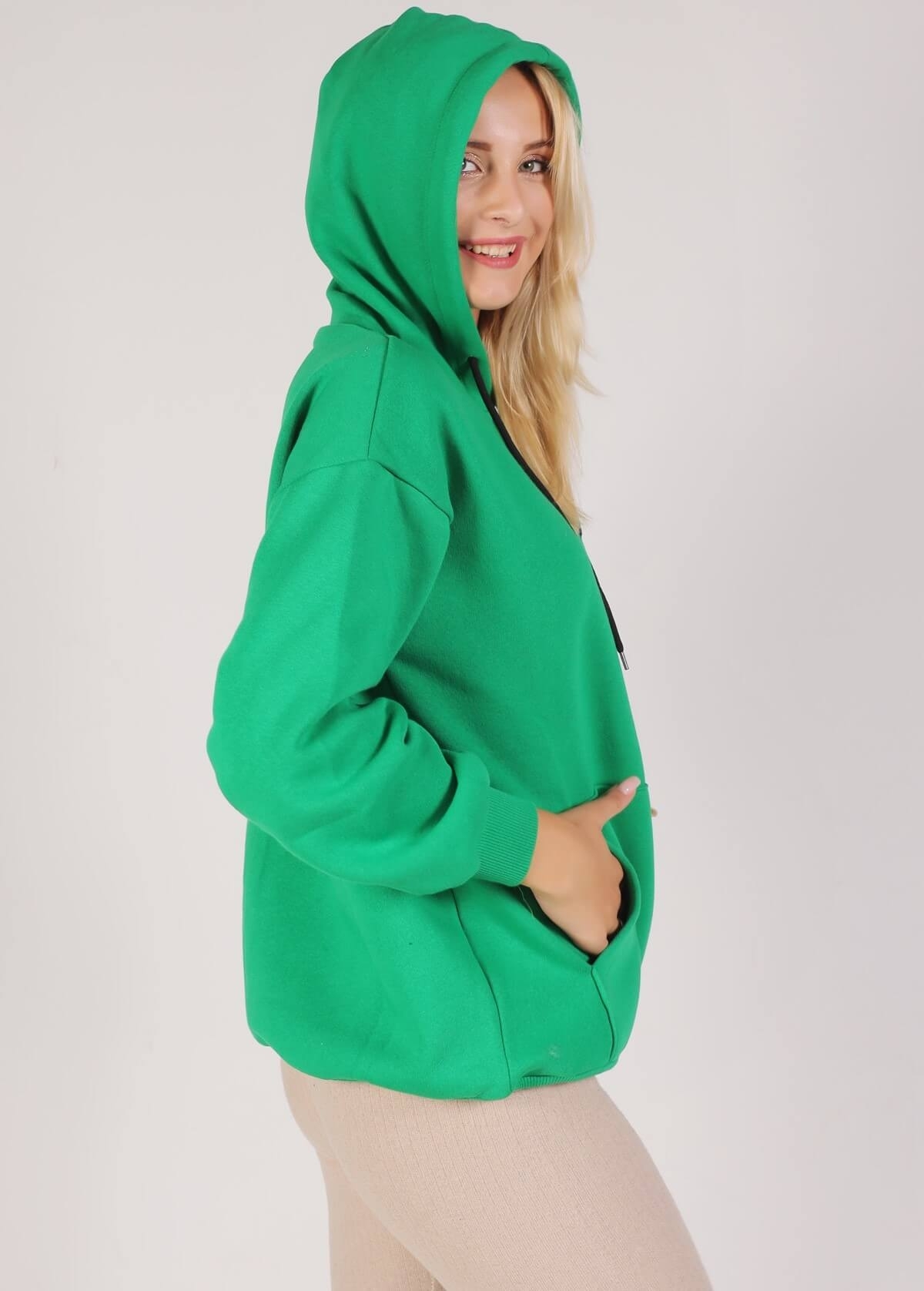 Benetton Yeşili Oversize Bağcıklı Sweat 8135M - 4