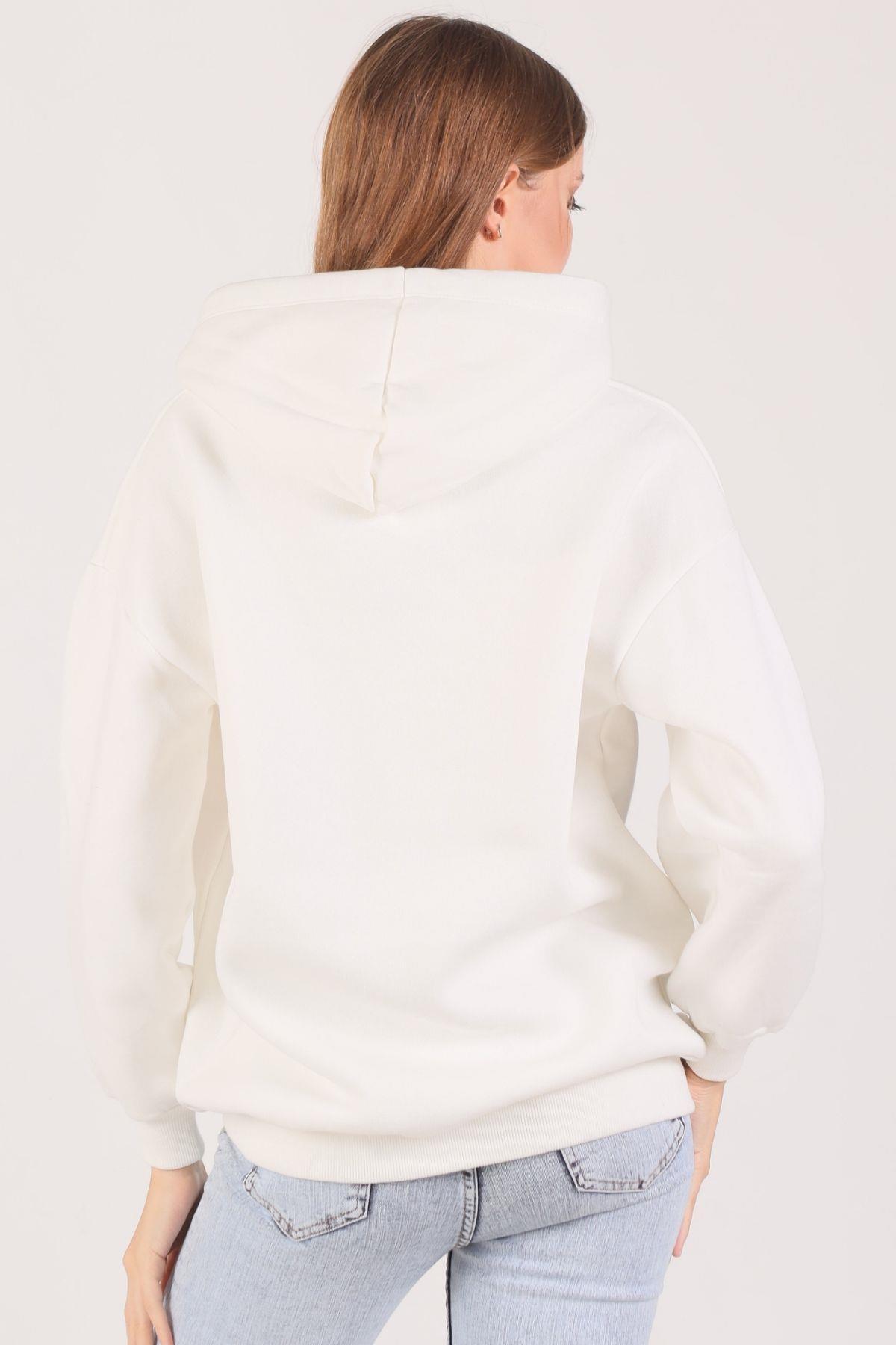 Ekru Oversize Bağcıklı Sweat 8135M - 3