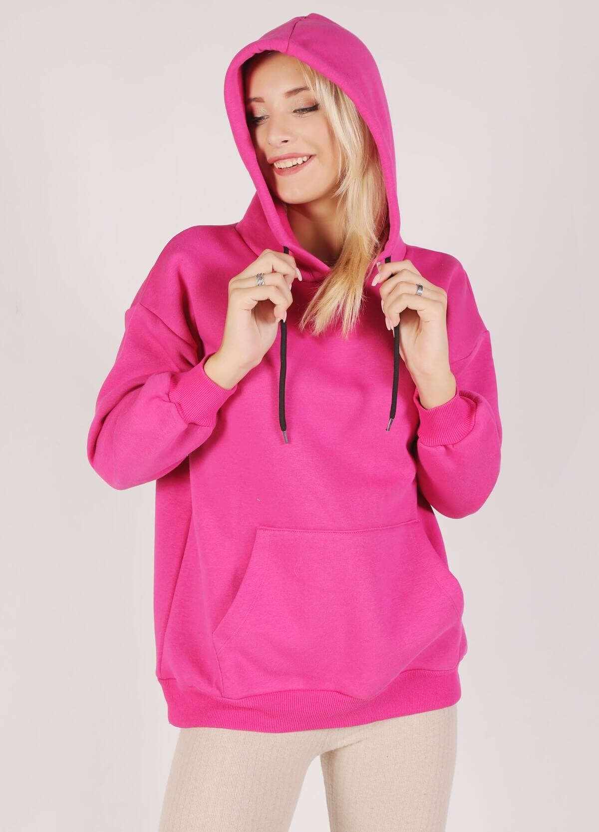 Fuşya Oversize Bağcıklı Sweat 8135M - 3
