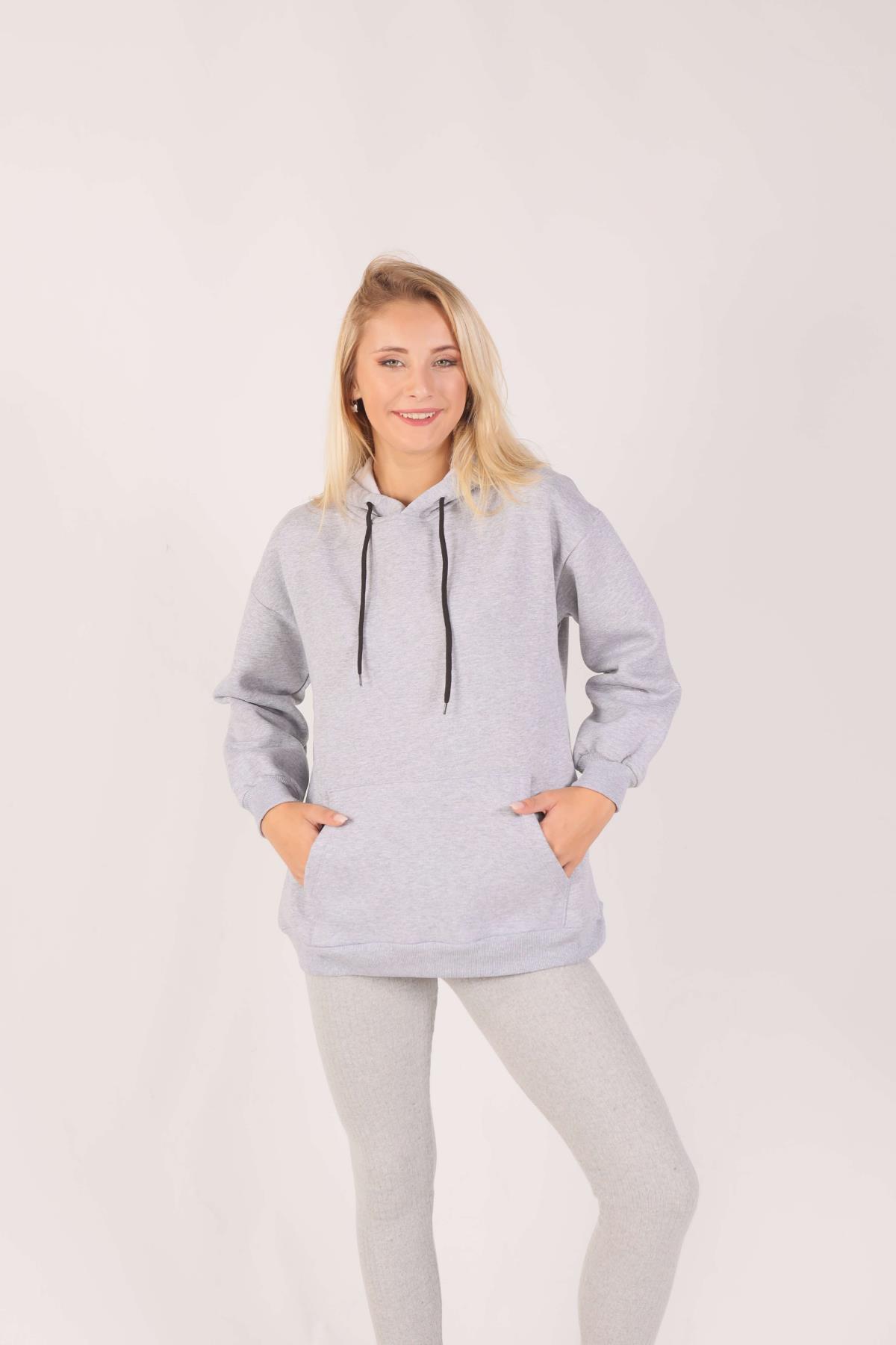 Gri Oversize Bağcıklı Sweat 8135M - 1