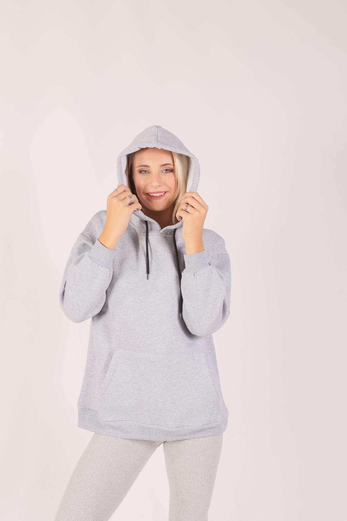 Gri Oversize Bağcıklı Sweat 8135M - 2
