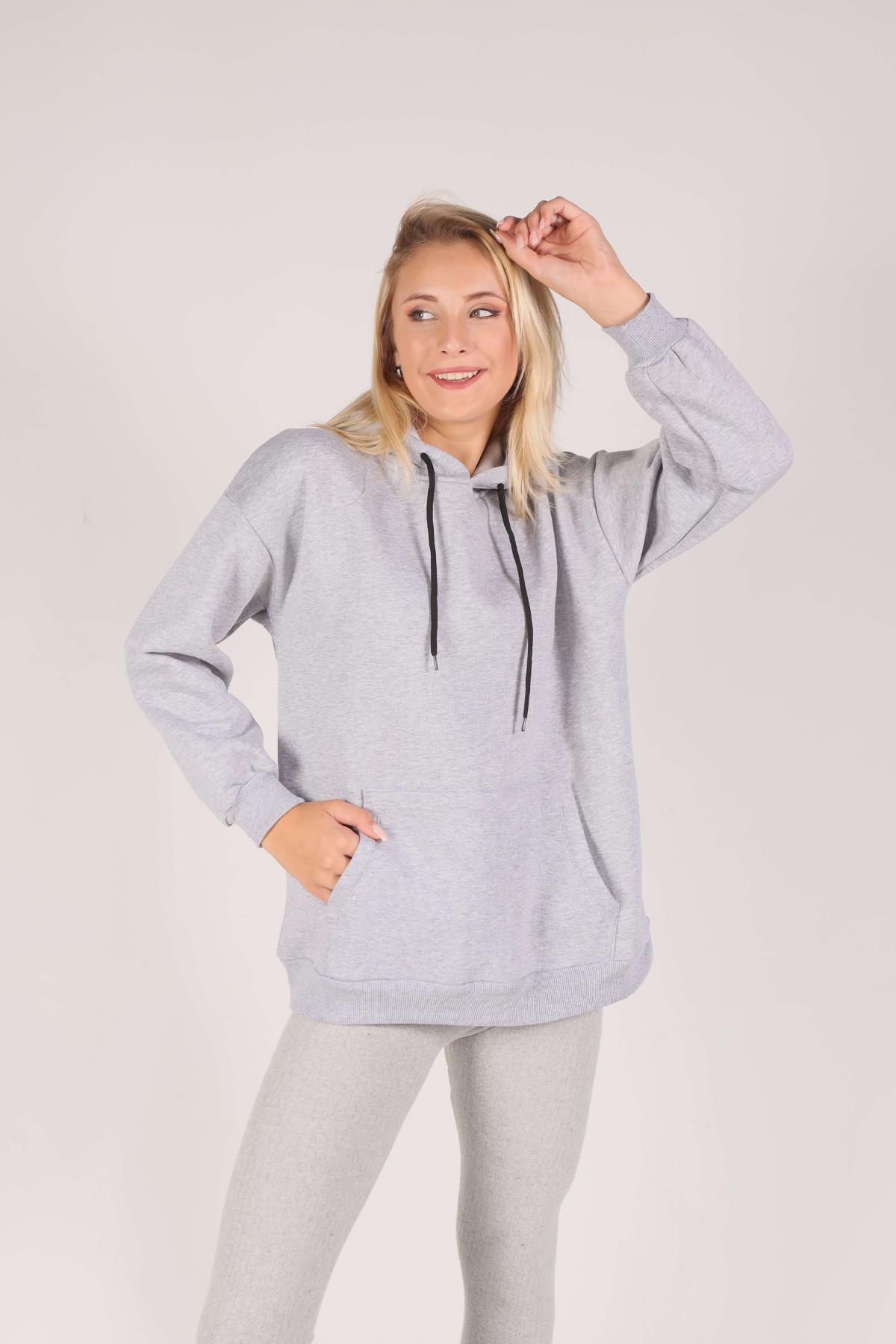 Gri Oversize Bağcıklı Sweat 8135M - 3