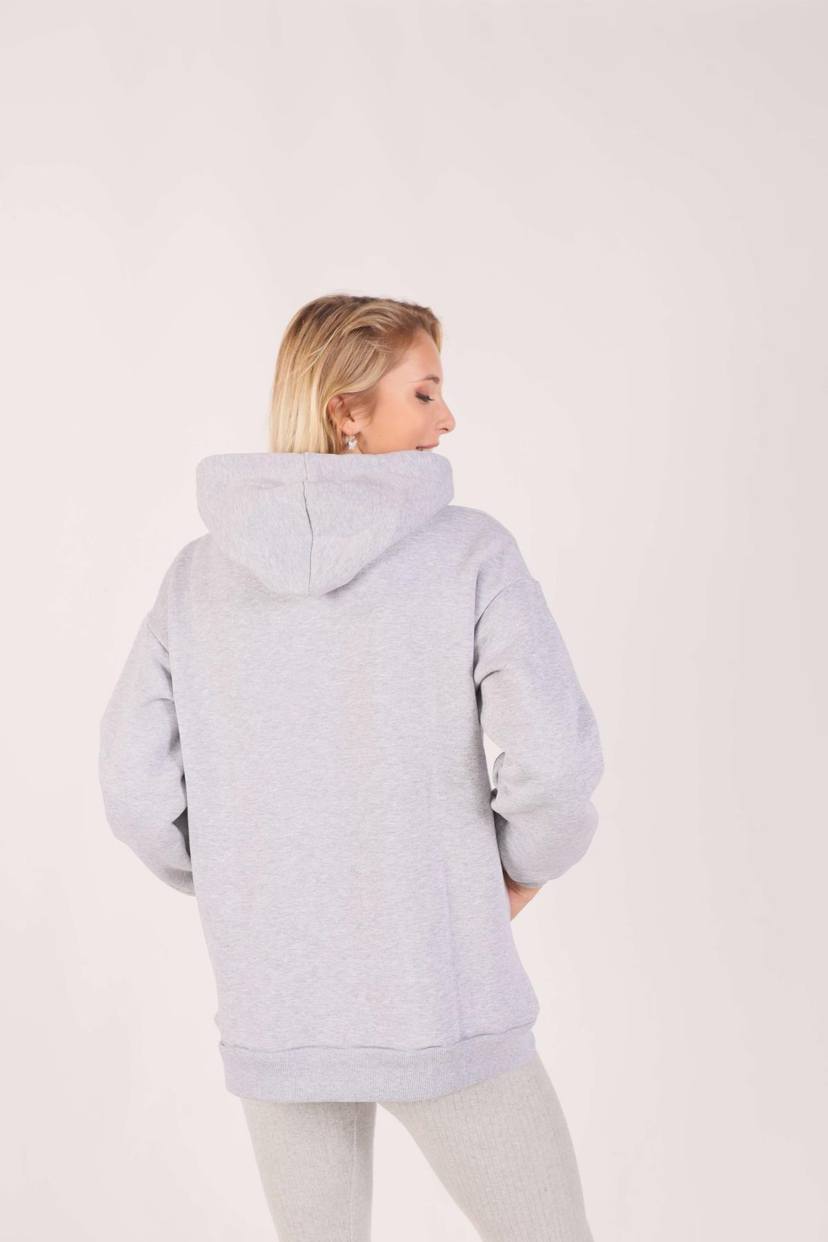 Gri Oversize Bağcıklı Sweat 8135M - 4