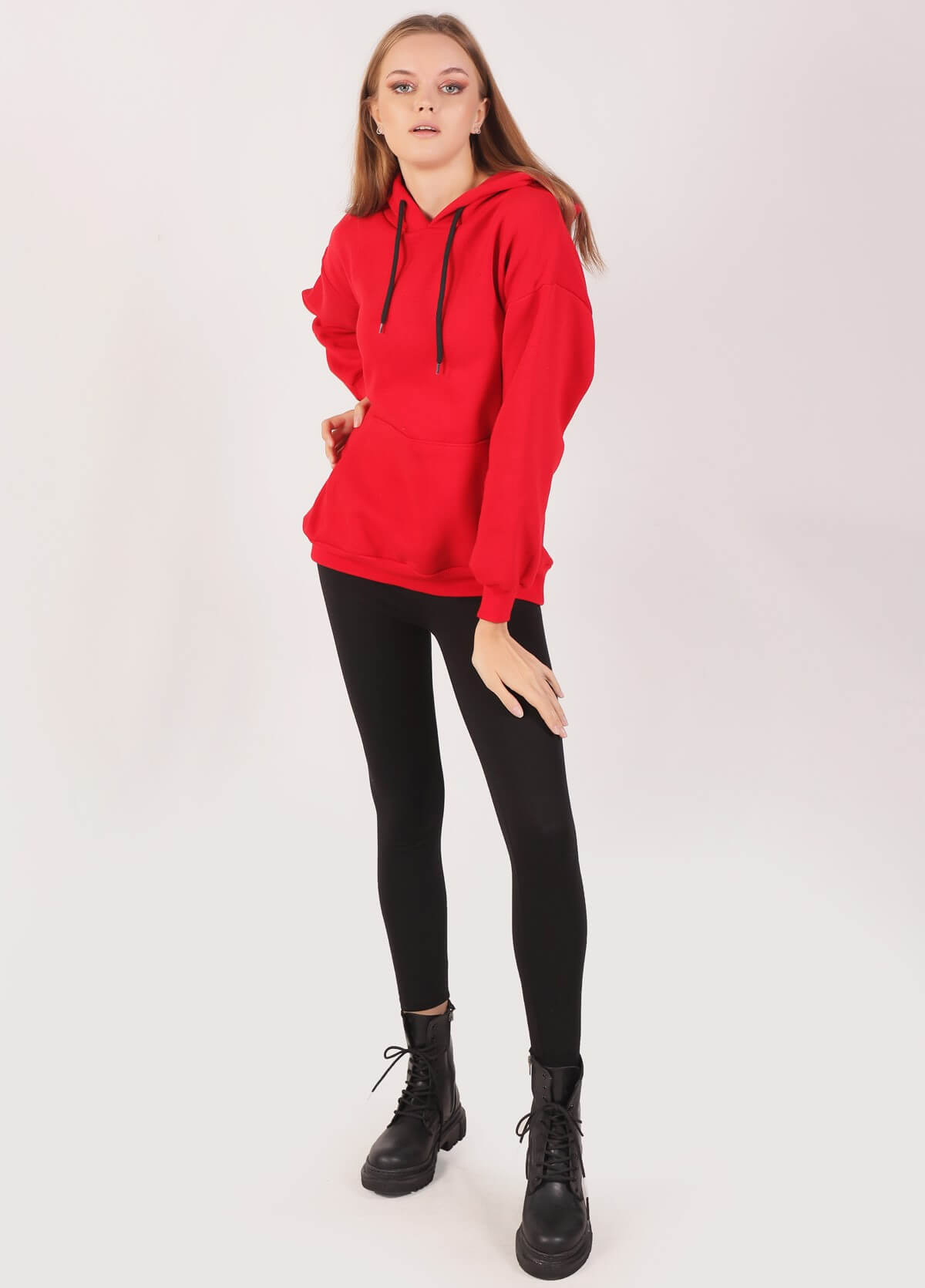 8135M Oversize Bağcıklı Sweat Kırmızı - 4