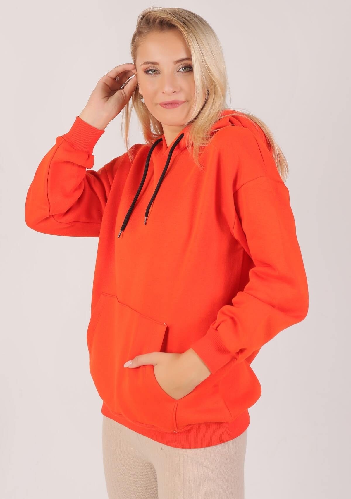 Orange Oversize Bağcıklı Sweat 8135M - 3