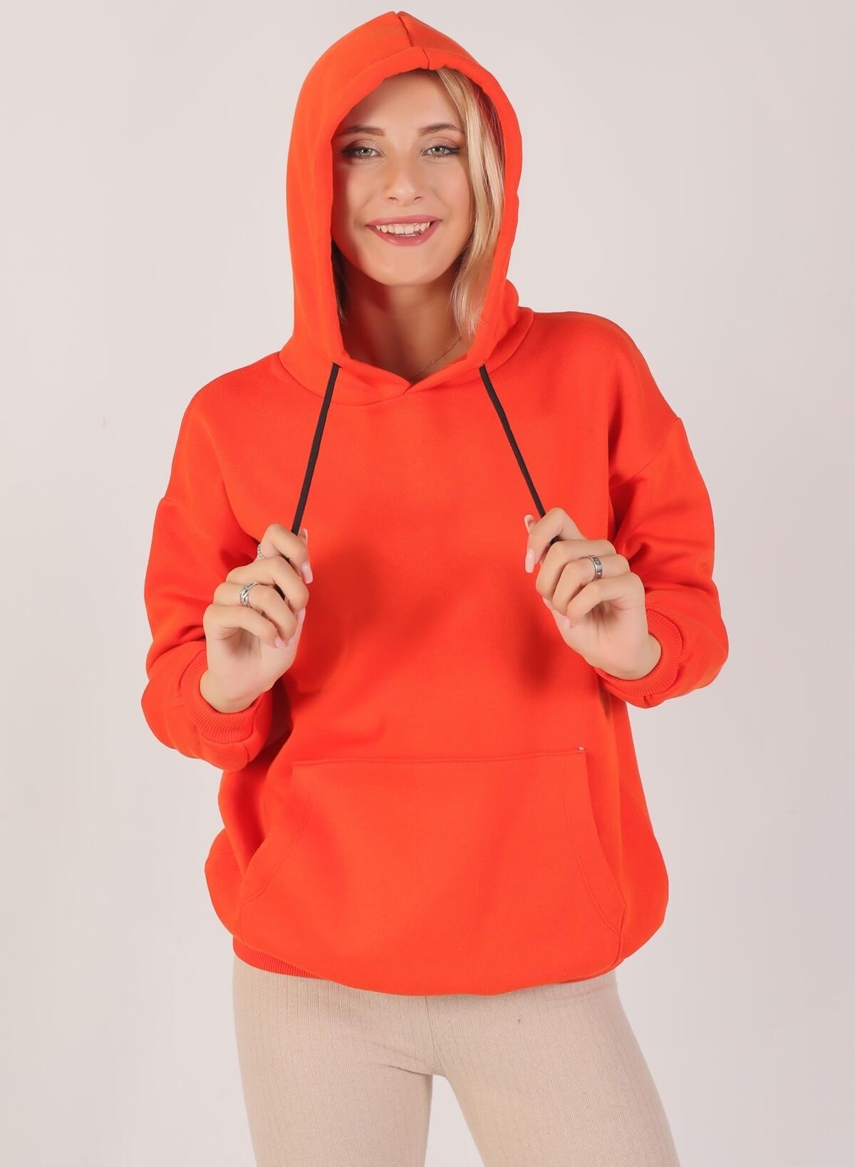 Orange Oversize Bağcıklı Sweat 8135M - 4
