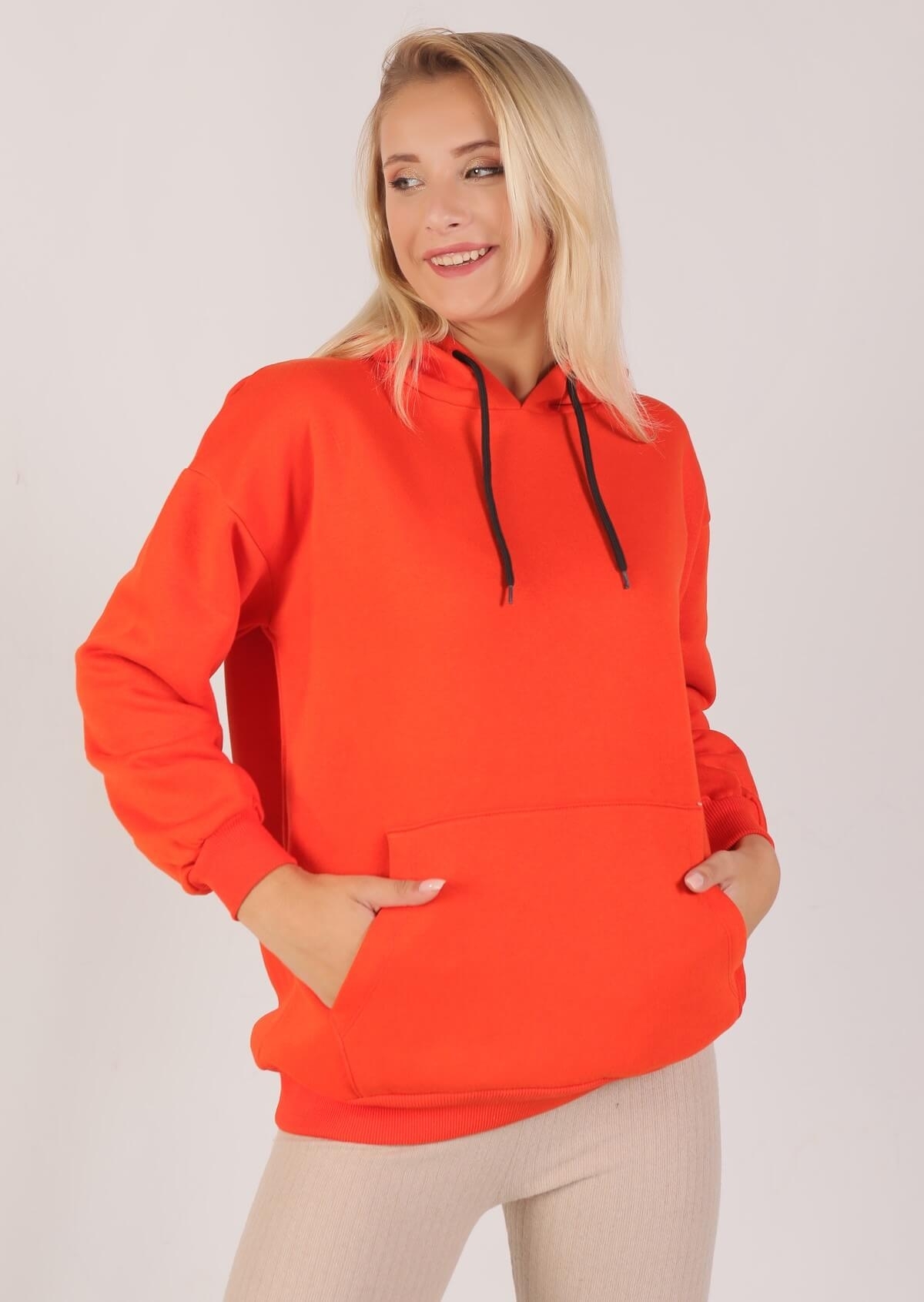 Orange Oversize Bağcıklı Sweat 8135M - 1